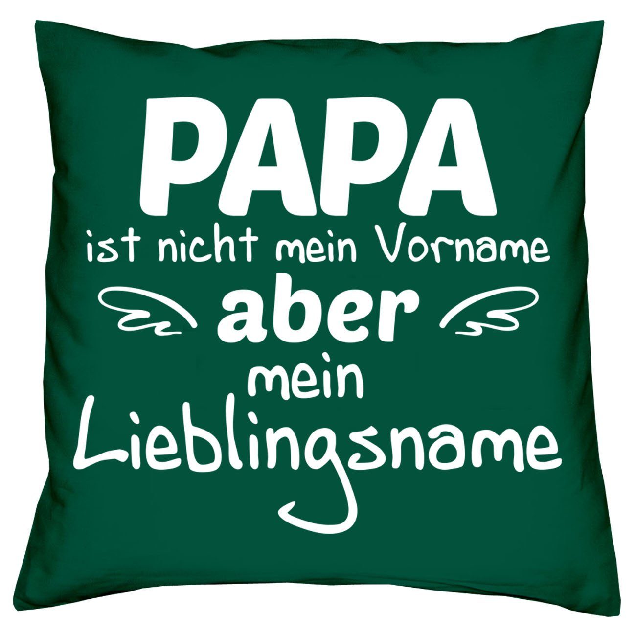 Urkunde Weihnachten Geburtstag den Kissen Weltbesten Vatertag Soreso® für Lieblingsname Papa, dunkelgrün Papa Dekokissen Geschenke &