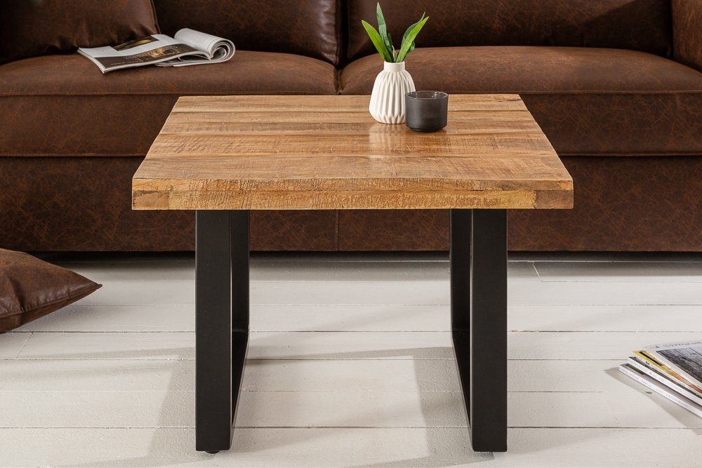 riess-ambiente Couchtisch IRON CRAFT 60cm natur / schwarz, Wohnzimmer · Massivholz · Metall · eckig · Industrial