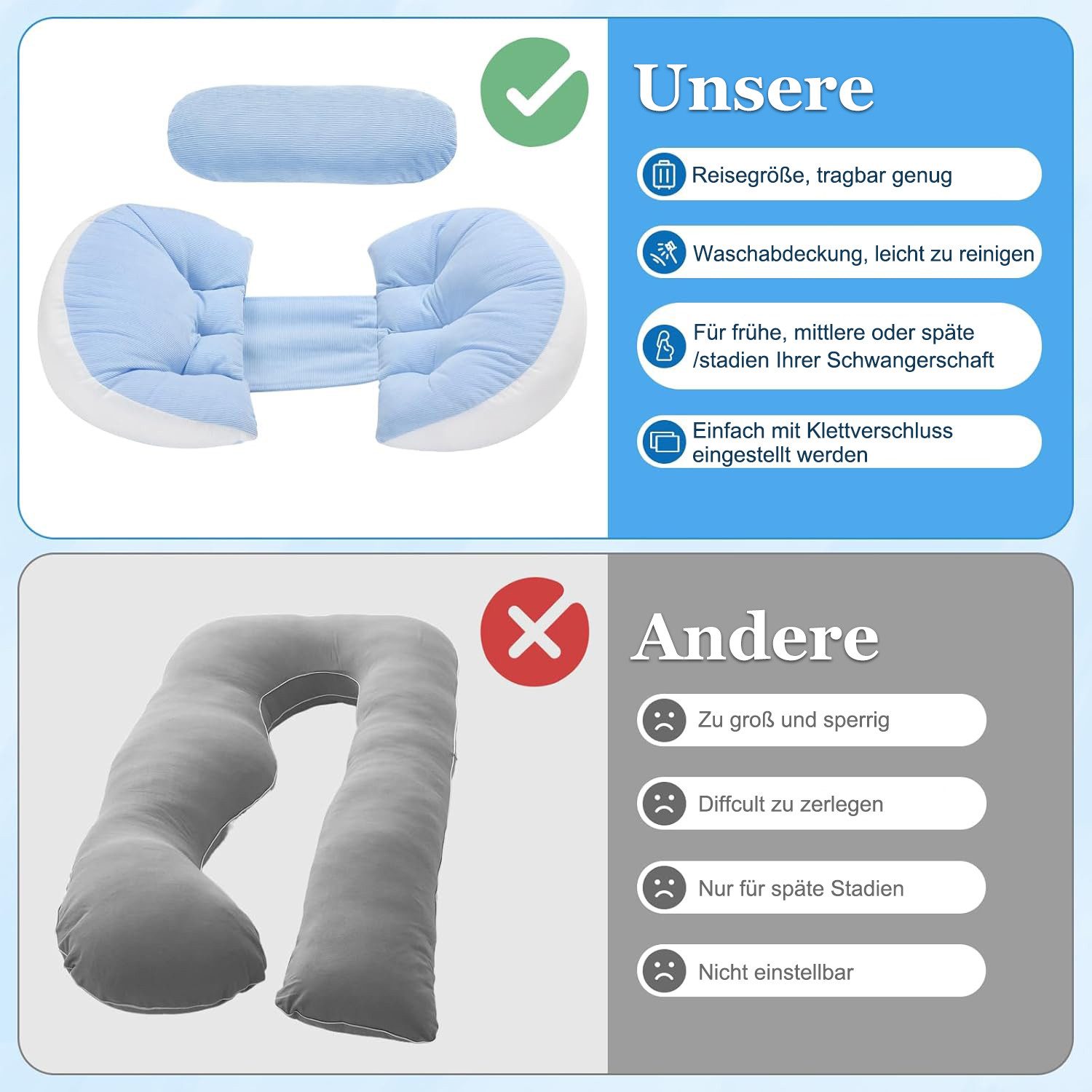 Refined Living Seitenschläferkissen Stillkissen Einstellbar Schwangerschaft günstig online kaufen