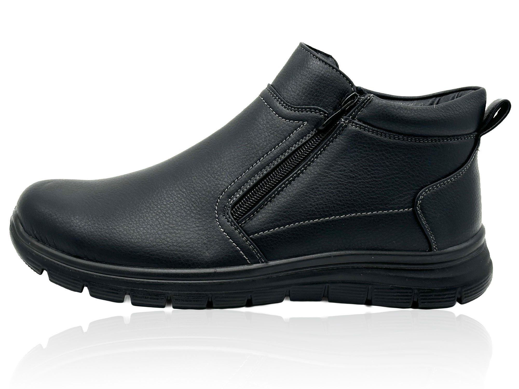 Nowaland Warme Herren Winterstiefeletten mit Doppelreißverschluss Winterstiefelette Wasserabweisend, rutschfest, warm gefüttert