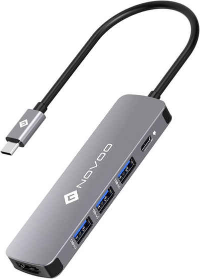NOVOO USB-Adapter USB-C zu HDMI, USB 3.0, USB-C PD, USB C Hub HDMI 4K MacBook Pro/Air M1 Adapter mit 4K HDMI,100W PD