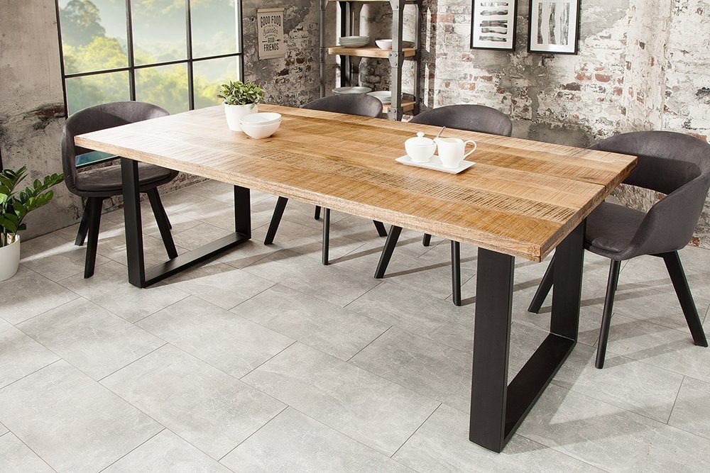 riess-ambiente Esstisch IRON CRAFT 160cm natur / schwarz · bis 6 Personen (Einzelartikel, 1-St), Massivholz · Mangoholz · Eisen · Kufen-Gestell · Industrial Design