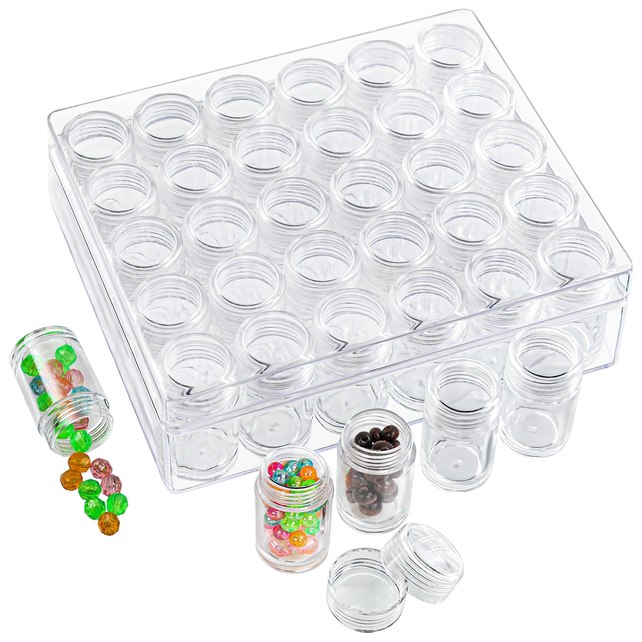Kurtzy Aufbewahrungsbox Kunststoffperlen-Aufbewahrungsbox mit 30 Behältern,  Clear Plastic Bead Storage Box with 30 Removable Containers and Lid