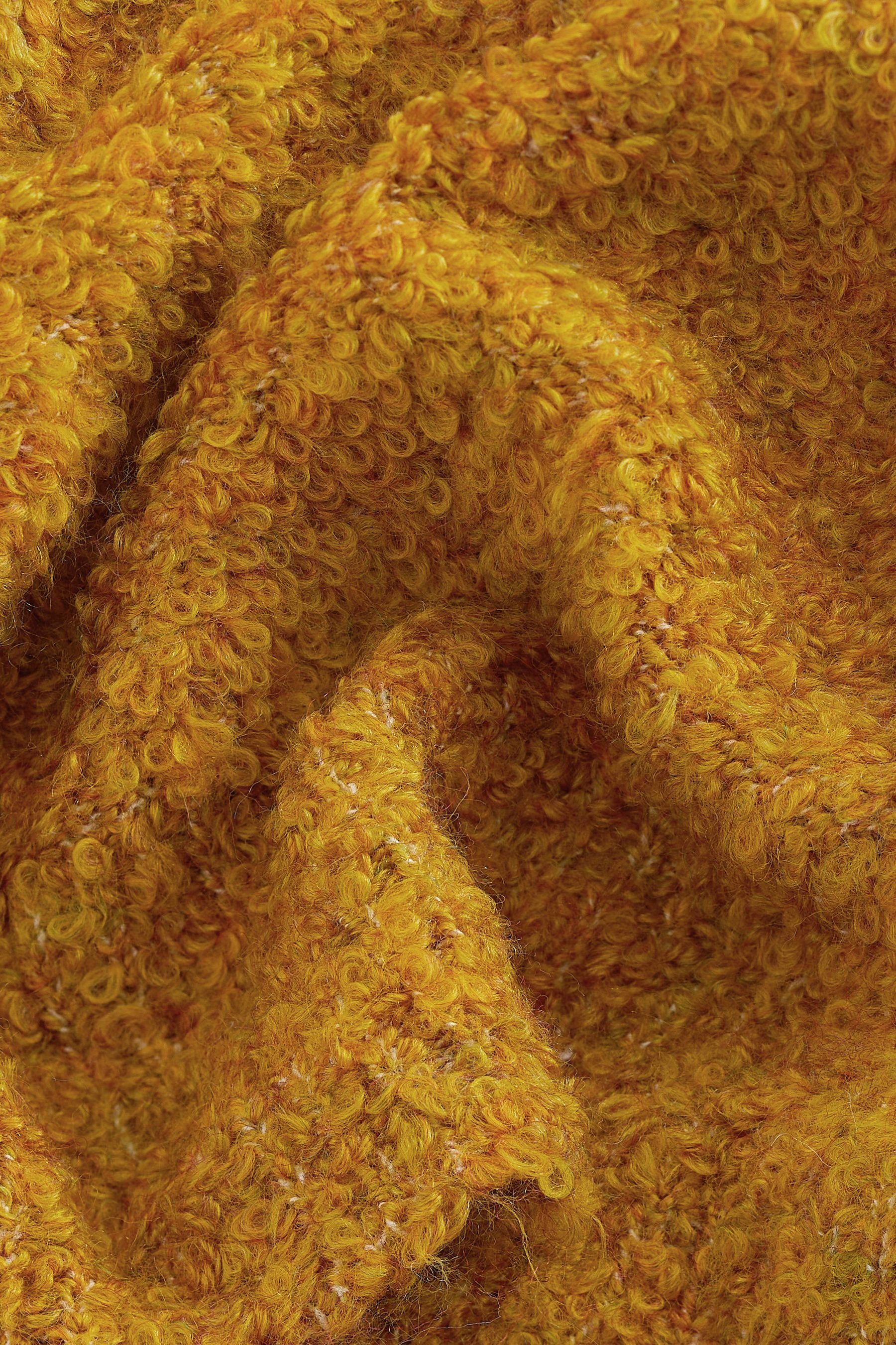 Next Bouclé-Pullover Knöpfen mit Ochre Strickpullover (1-tlg) Yellow