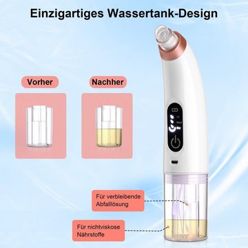 LETGOSPT Mitesserentferner Porenreiniger, Elektrisch Mitesserentferner mit 6 Ersatzsonden, 3 Modi, Wasserkreislauf, für Verschiedene Hauttypen