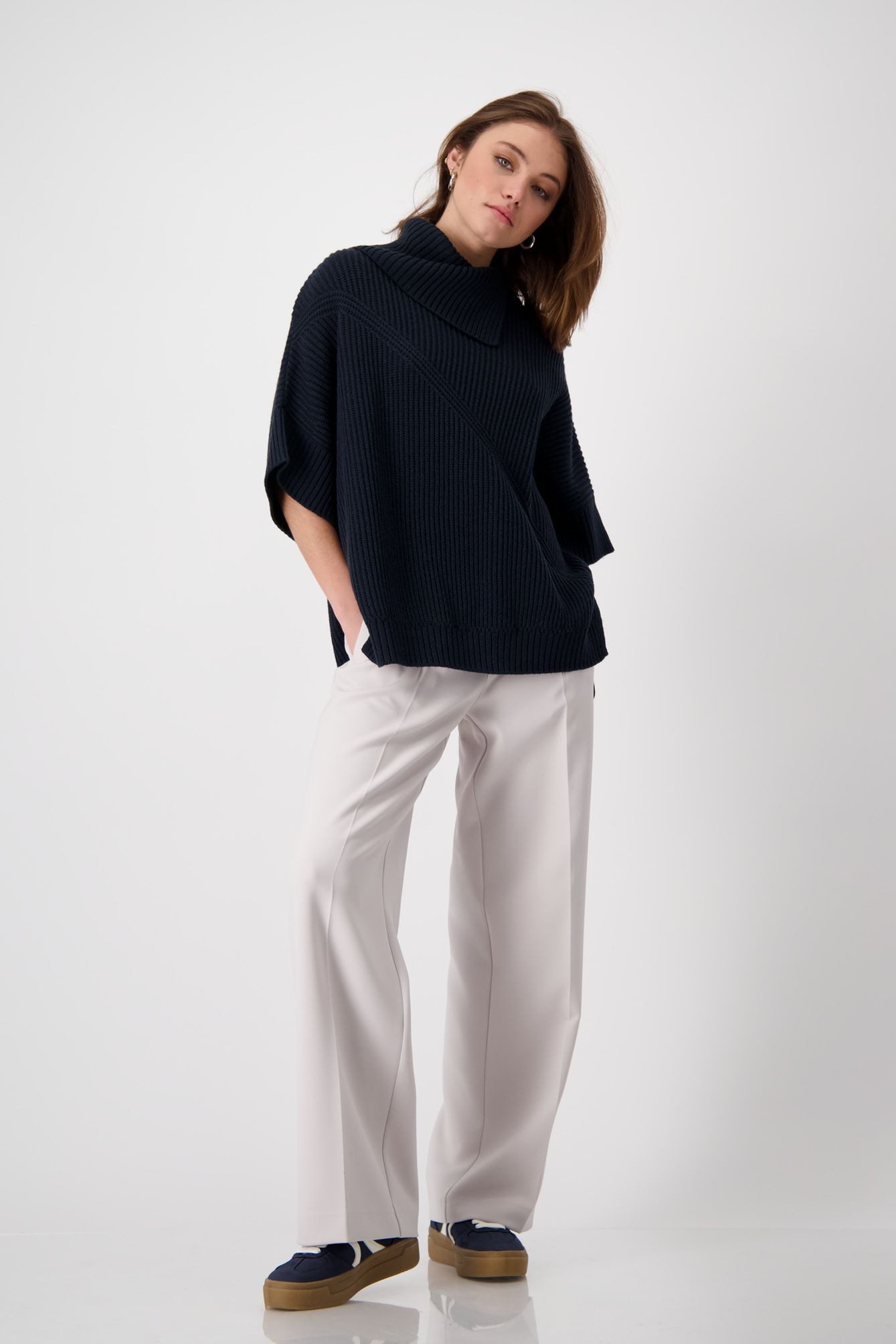 Monari Rollkragenpullover 807926 Poncho-Pullover