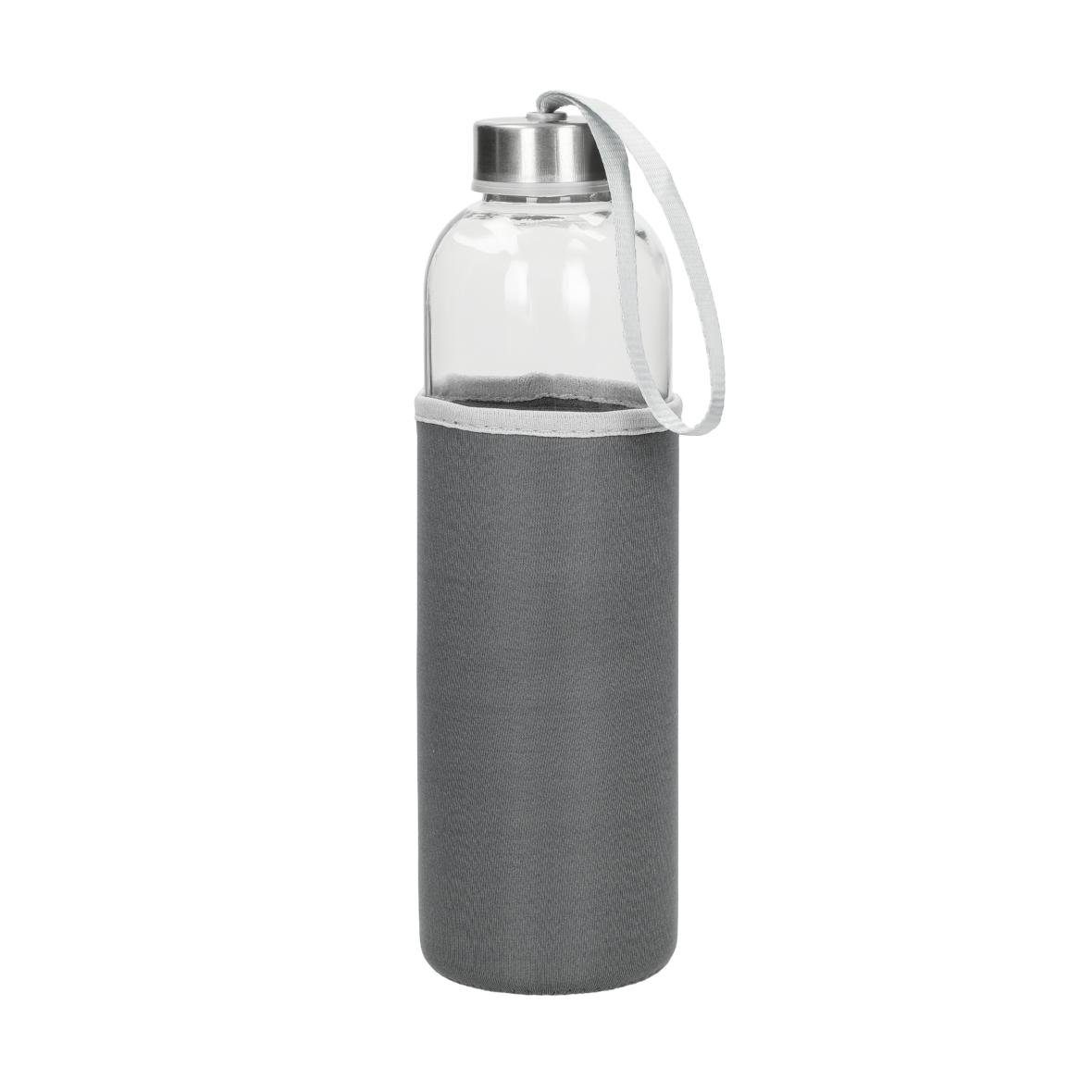 elasto Trinkflasche 700 ml Glasflasche "Pure" Wasserflasche mit softer Hülle, Sportflasche, Für Unterwegs, Bottle, Schule und Arbeit, Kautschukhülle