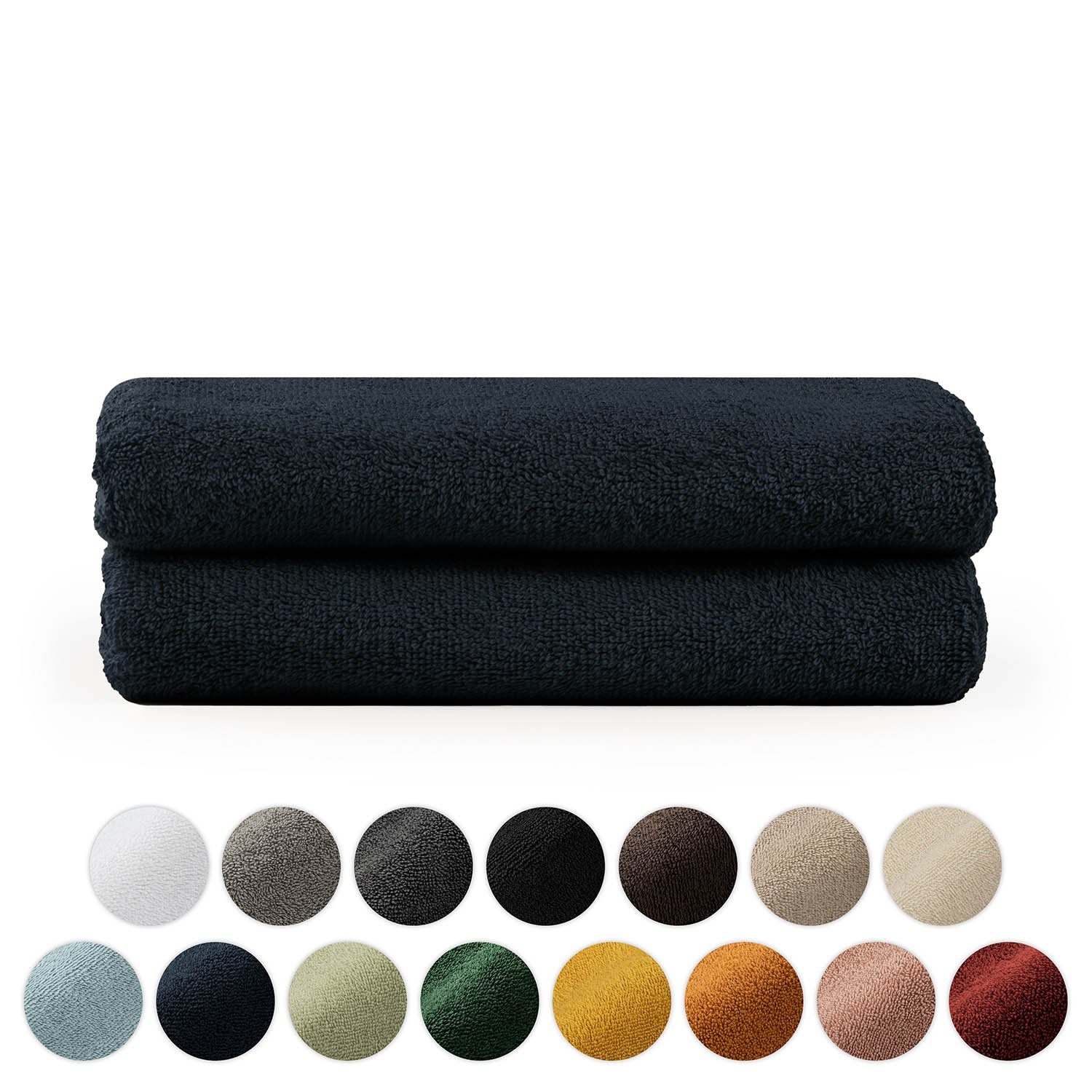 Blumtal Handtücher Premium 2er Set Handtücher 50x100cm mit Aufhängschlaufen, Frottee (2-St), Frottier Handtücher Set - weich und saugstark, 100% Baumwolle Dunkel Blau