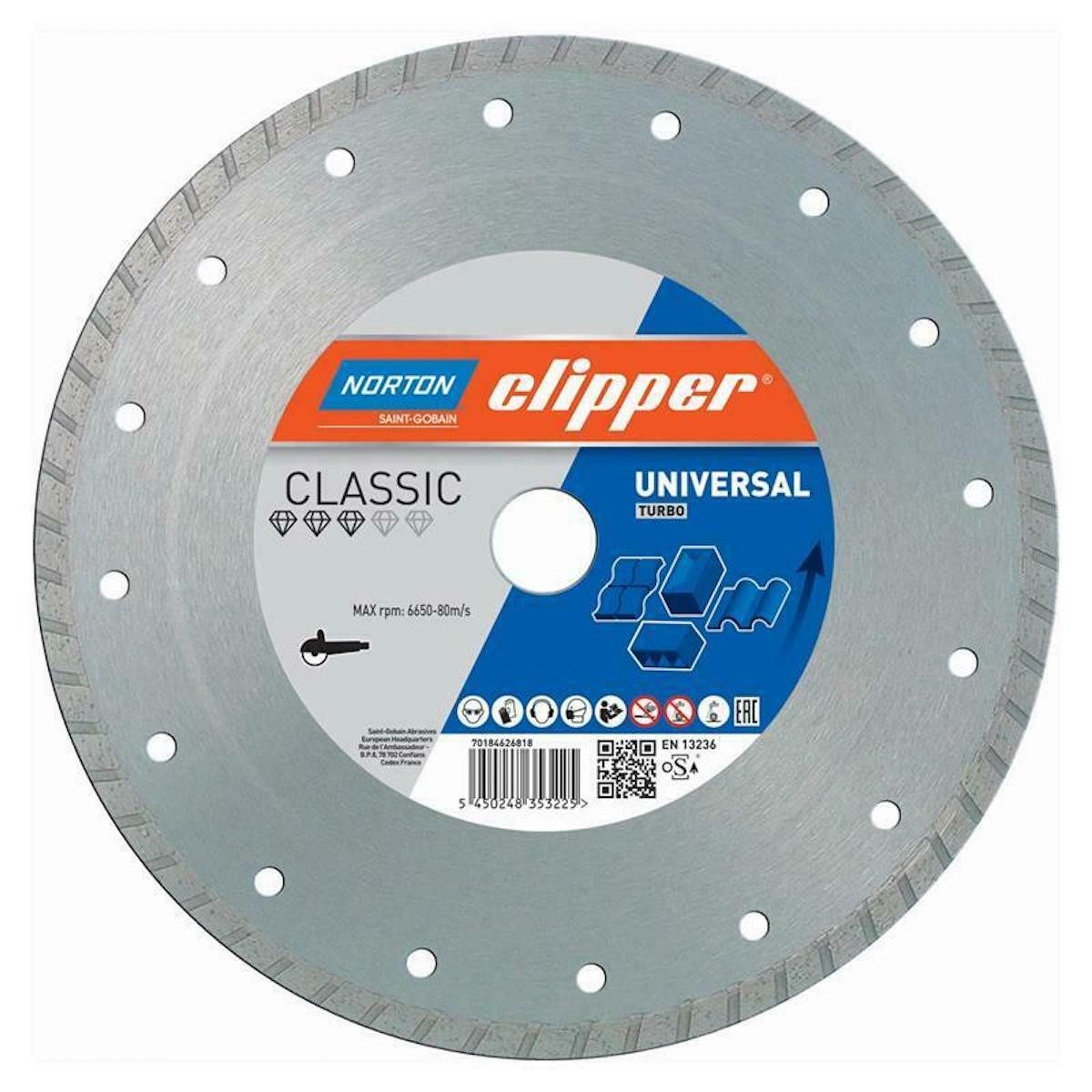 NORTON CLIPPER Diamanttrennscheibe Universal Turbo - 180x22,2 mm