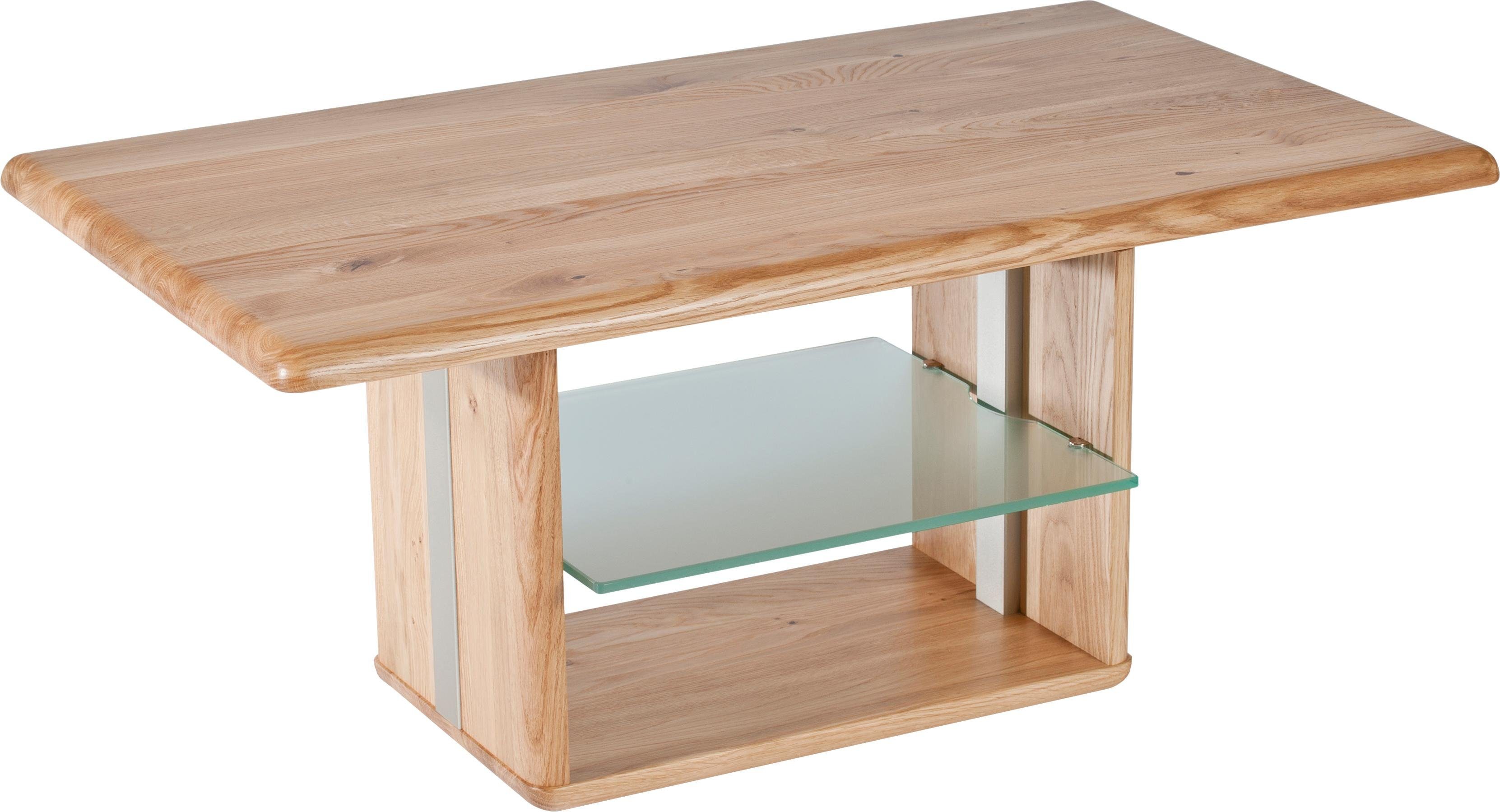 Vierhaus Couchtisch Viola, Massivholz, Ablage Glas günstig online kaufen