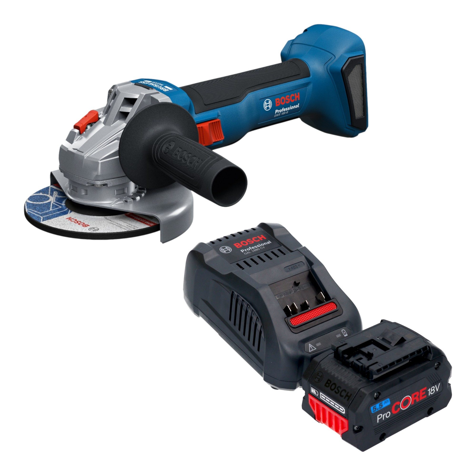 Bosch Professional Akku-Winkelschleifer GWS 18V-8 Professional Akku Winkelschleifer 18 V 125 mm Brushless