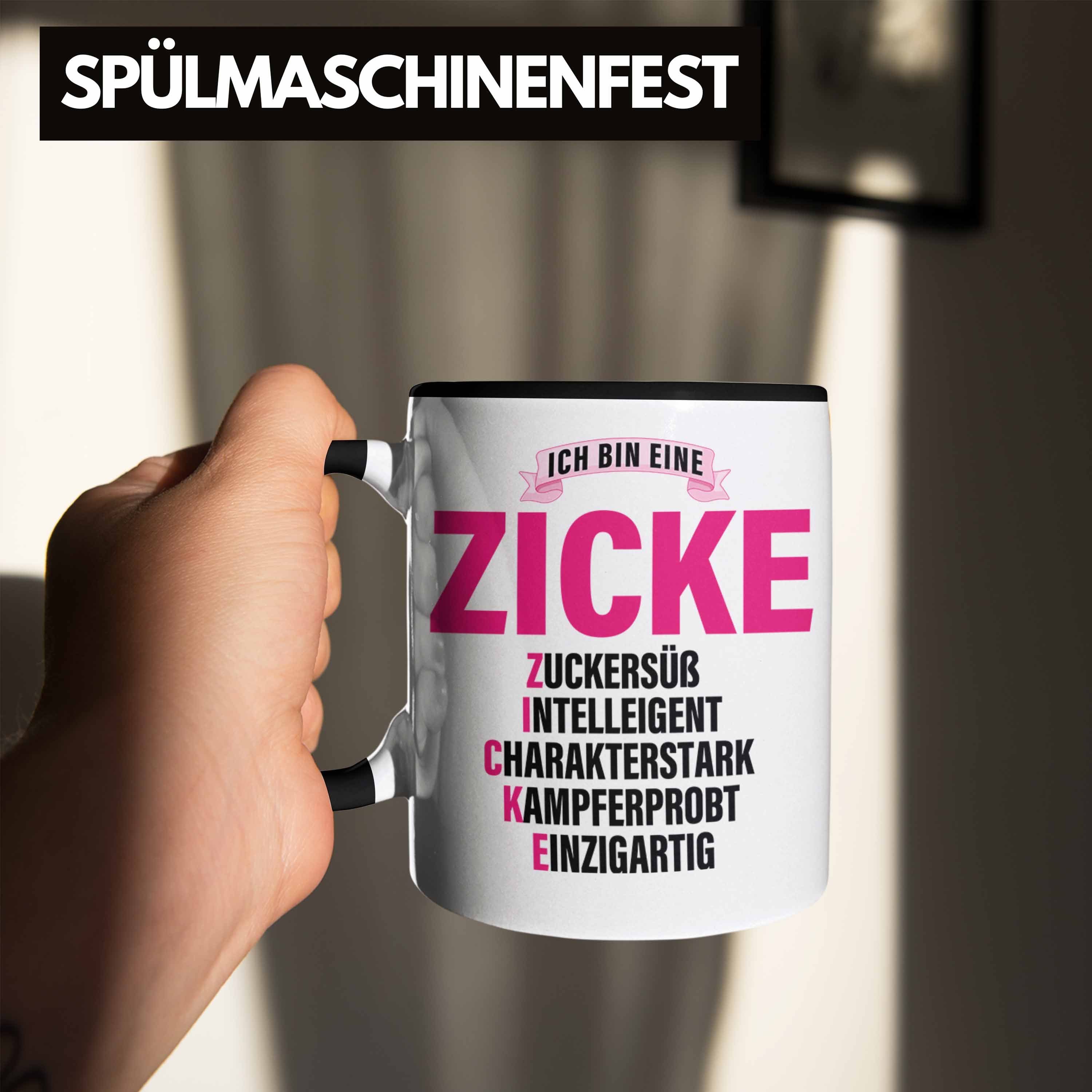 Trendation Frauen Pink Zicke Tasse Geschenk Frau Tasse Trendation Kaffeetasse Lustig für Schwarz -