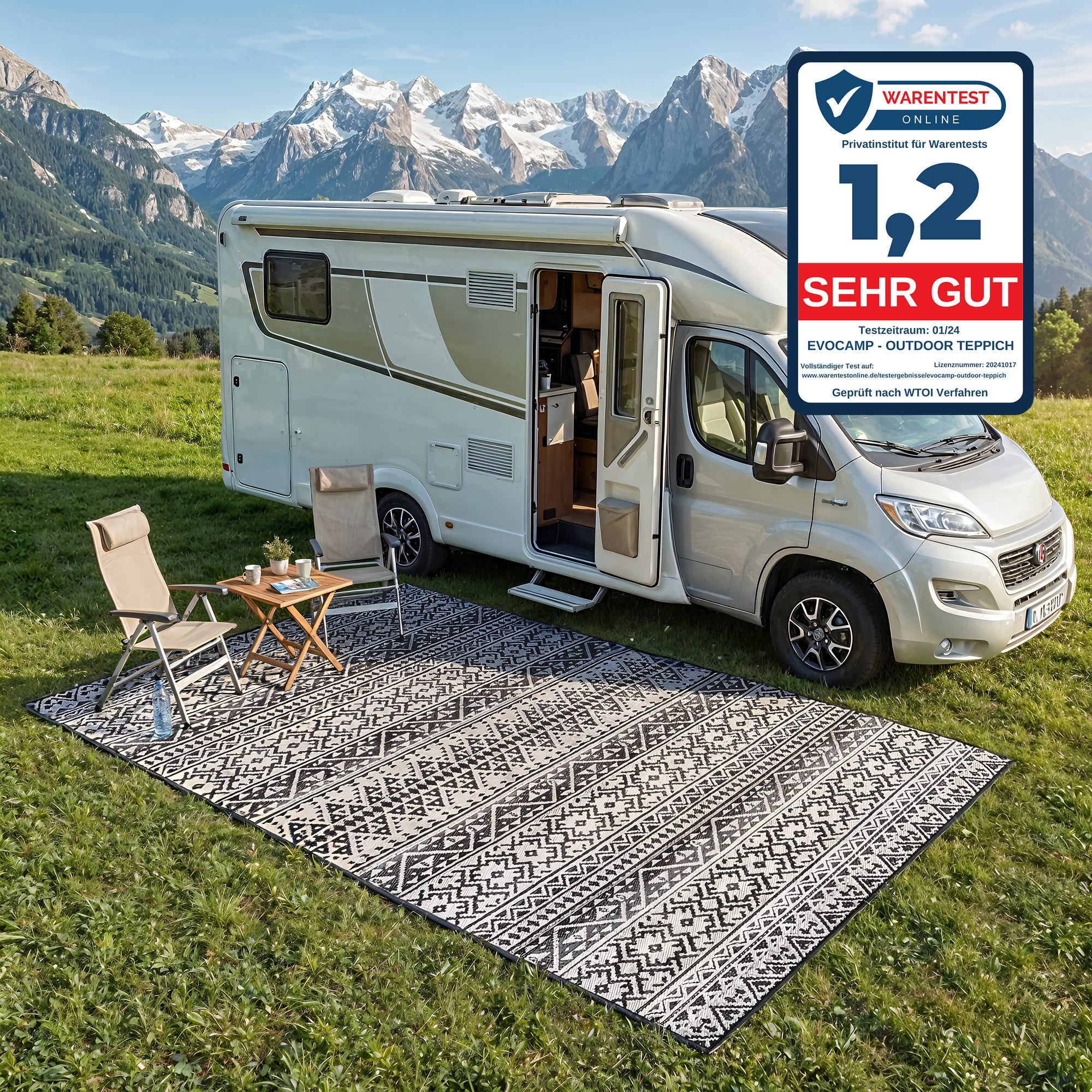 EVOCAMP Zeltteppiche Outdoor Picknick Teppich, Vorzeltteppich, wetterfest und leicht, Rechteck