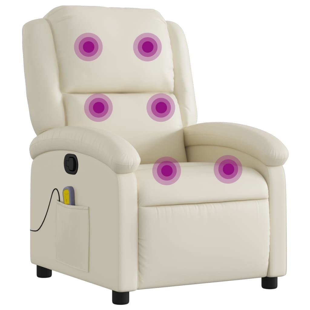 vidaXL Sessel Massagesessel mit Relaxfunktion, Kunstleder, Creme (1-St)