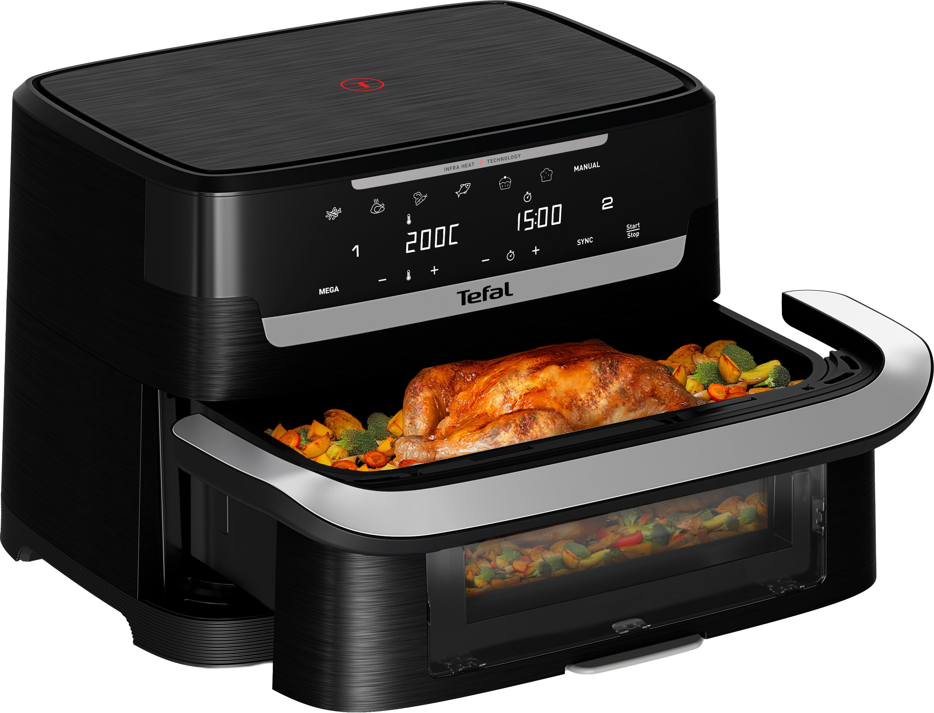 Tefal Heißluftfritteuse Ever Fry Dual Flex, 2700 W, bis zu 4x schneller, für bis zu 8 Portionen, EY9288