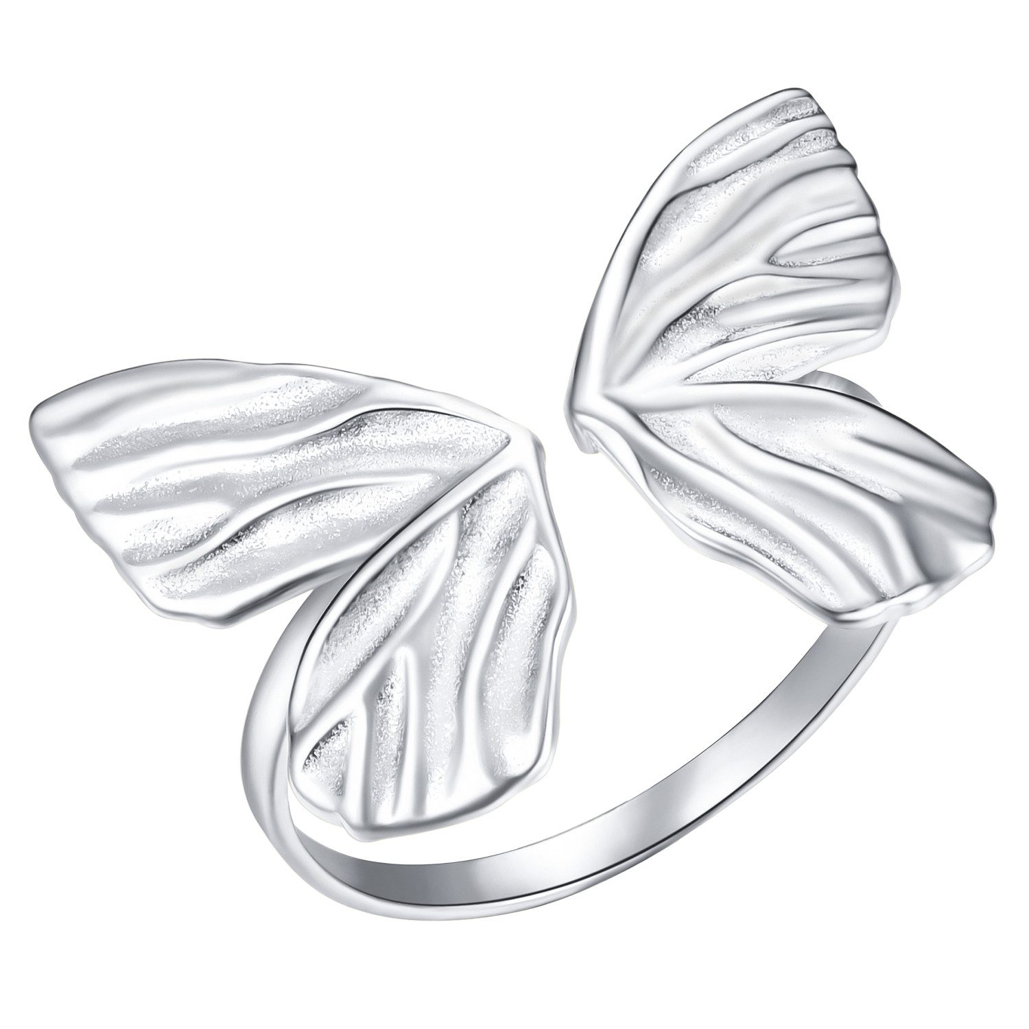Runde Perlé Silberring großer Schmetterling offener Vintage Ring, handgefertigter verstellbarer Ring, 925er Silber, 18K Gold