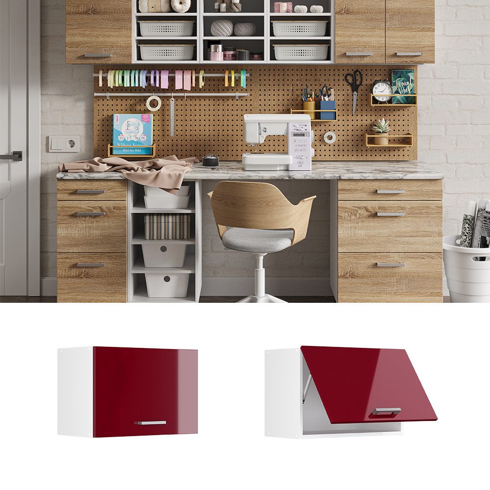Vicco Schranksystem R-Line, Bordeaux Hochglanz/Weiß, 60 günstig online kaufen