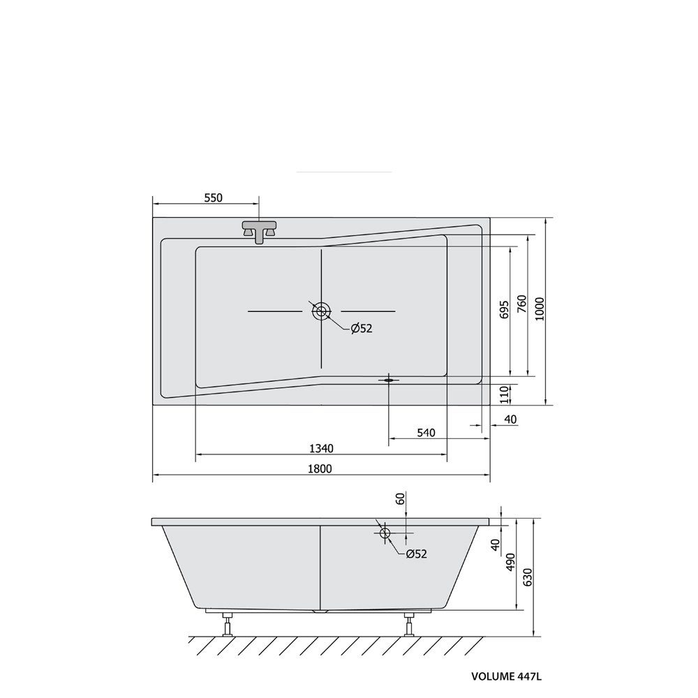 Polysan s.r.o. Badewanne QUEST, Rechteckbadewanne, 180x100cm, schwarz, (1-tlg)