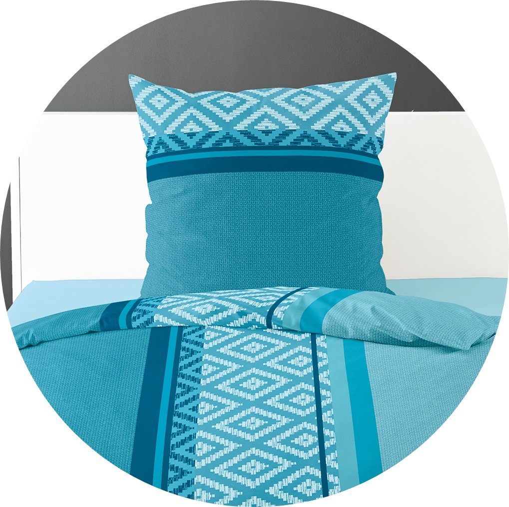 BIERBAUM Bettwäsche 135x200cm Ornamente Blau, Fleece, 2 teilig, mit moderne günstig online kaufen