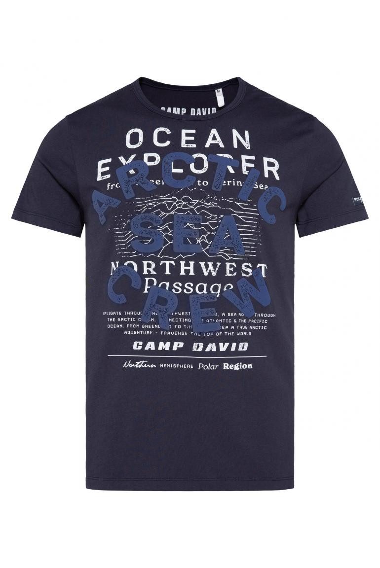 CAMP DAVID T-Shirt mit Puffprint im Used Look