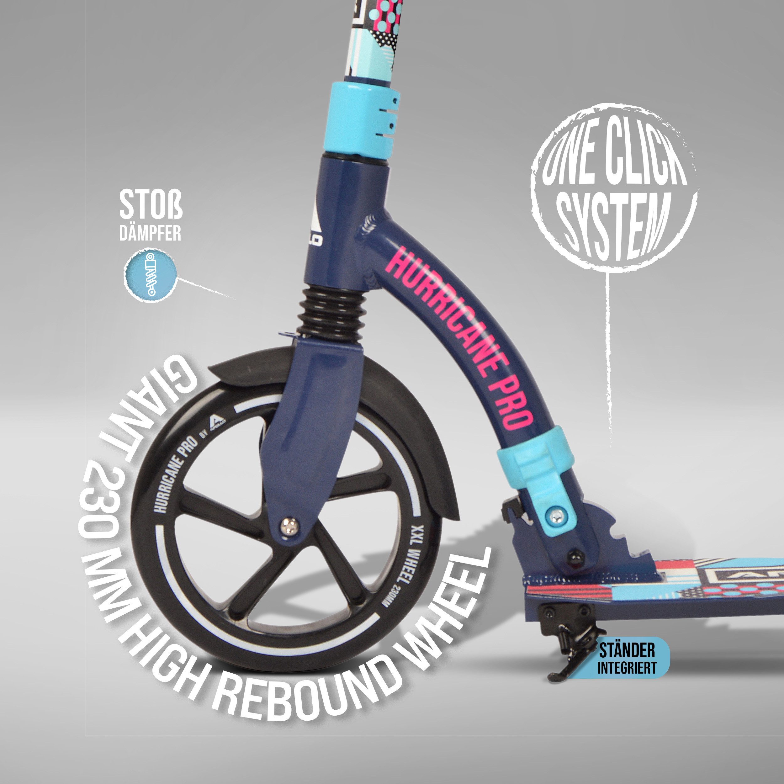 Apollo Cityroller City-Scooter Hurricane, Roller Erwachsene, Cityroller Kinder, höhenverstellbar & klappbar