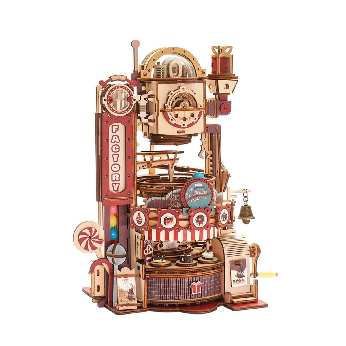 Modellbausatz ROKR Murmelbahn Chocolate Factory LGA02 3D-Holzpuzzle 420 Teile