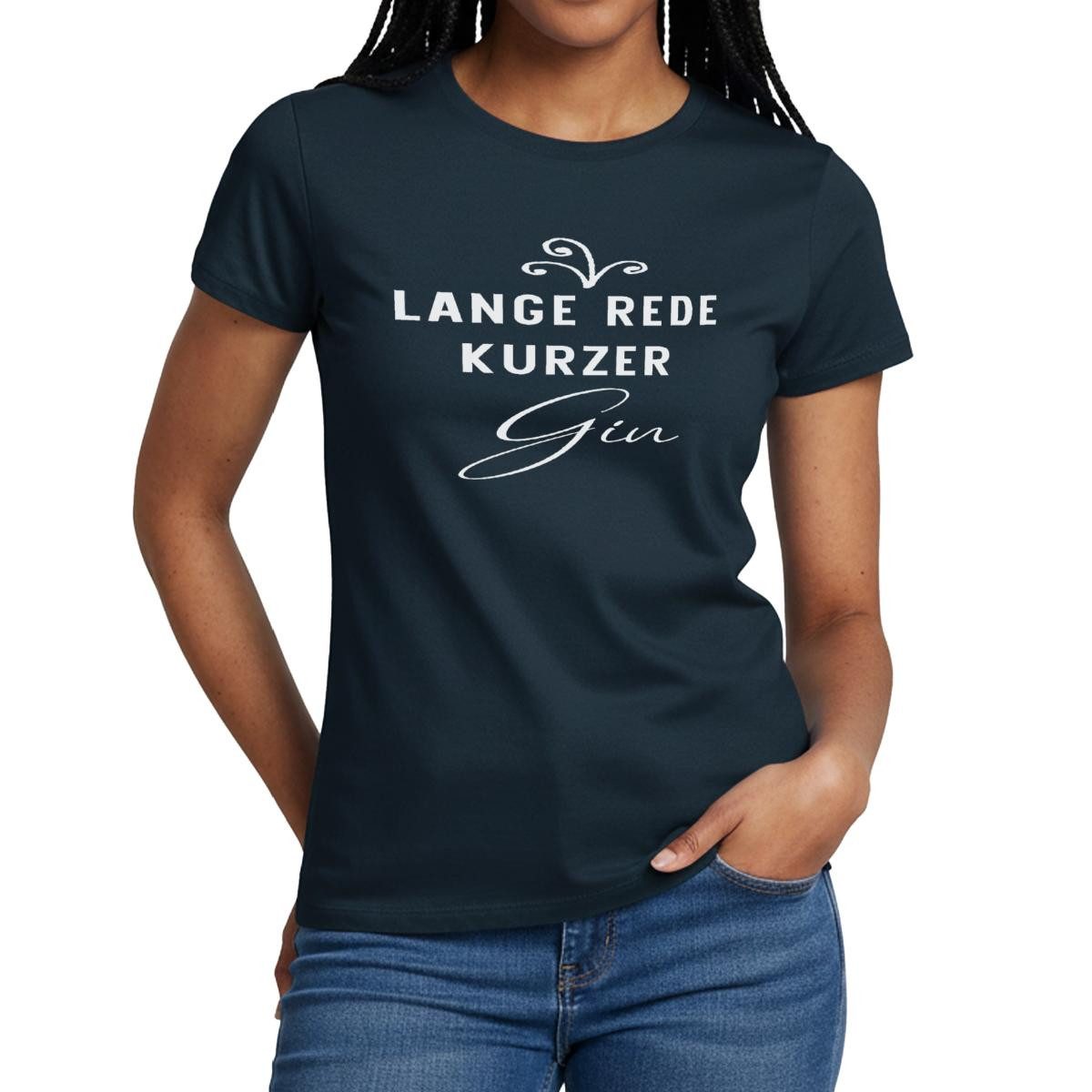 Spreadshirt T-Shirt Lange Rede Kurzer Gin Frauen T-Shirt (1-tlg) Slim Fit, fällt klein aus
