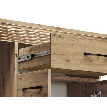 Lomadox Sideboard ARTA-131, Sideboard mit LED Beleuchtung in Artisan Eiche Nb., : 165/94/40 cm