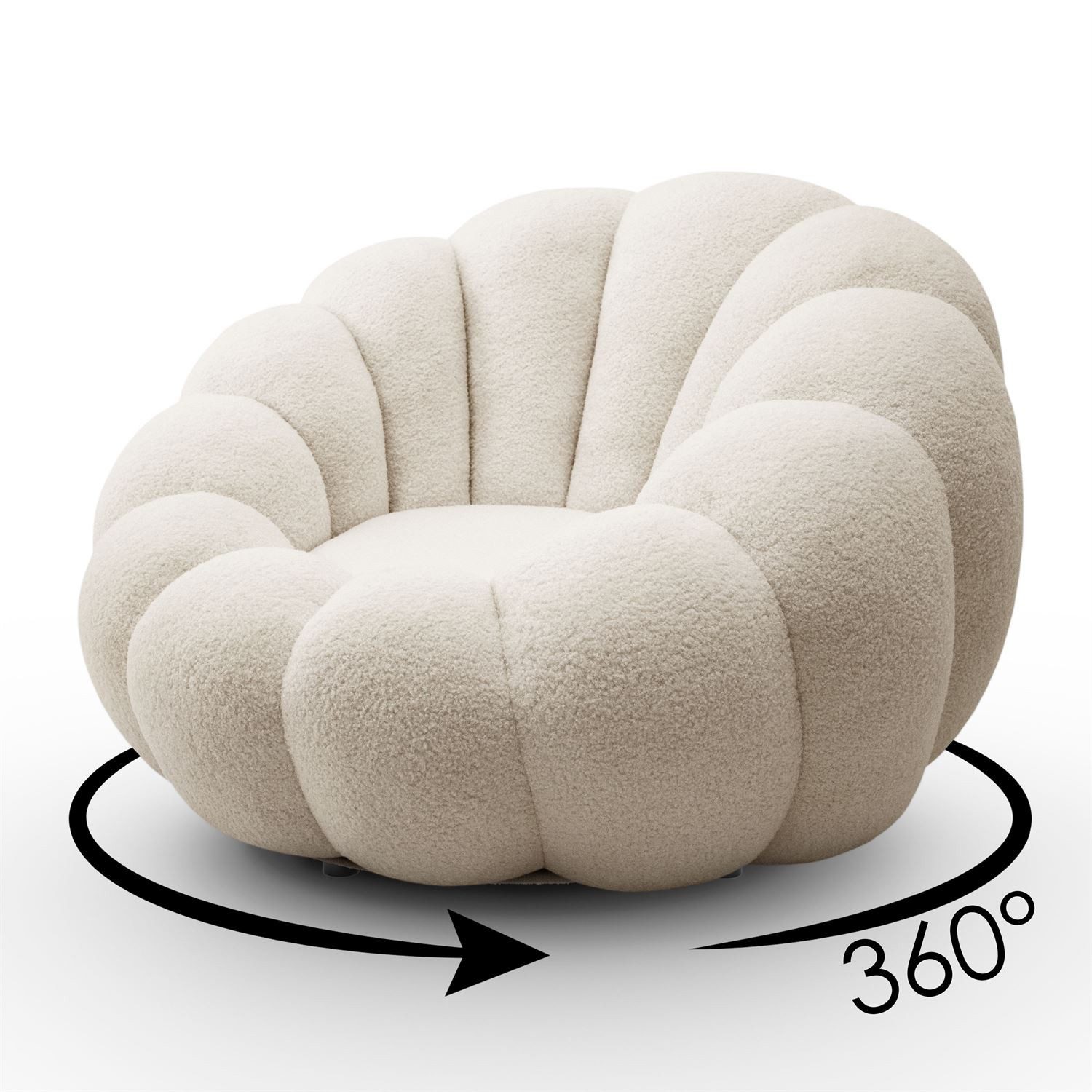 yourhouse24 Drehsessel ORIA, Boucle-Stoff, Sessel mit Fußstütze (Set, 2-St., Relaxsessel mit Hocker), 360° drehbar, Low-Seating