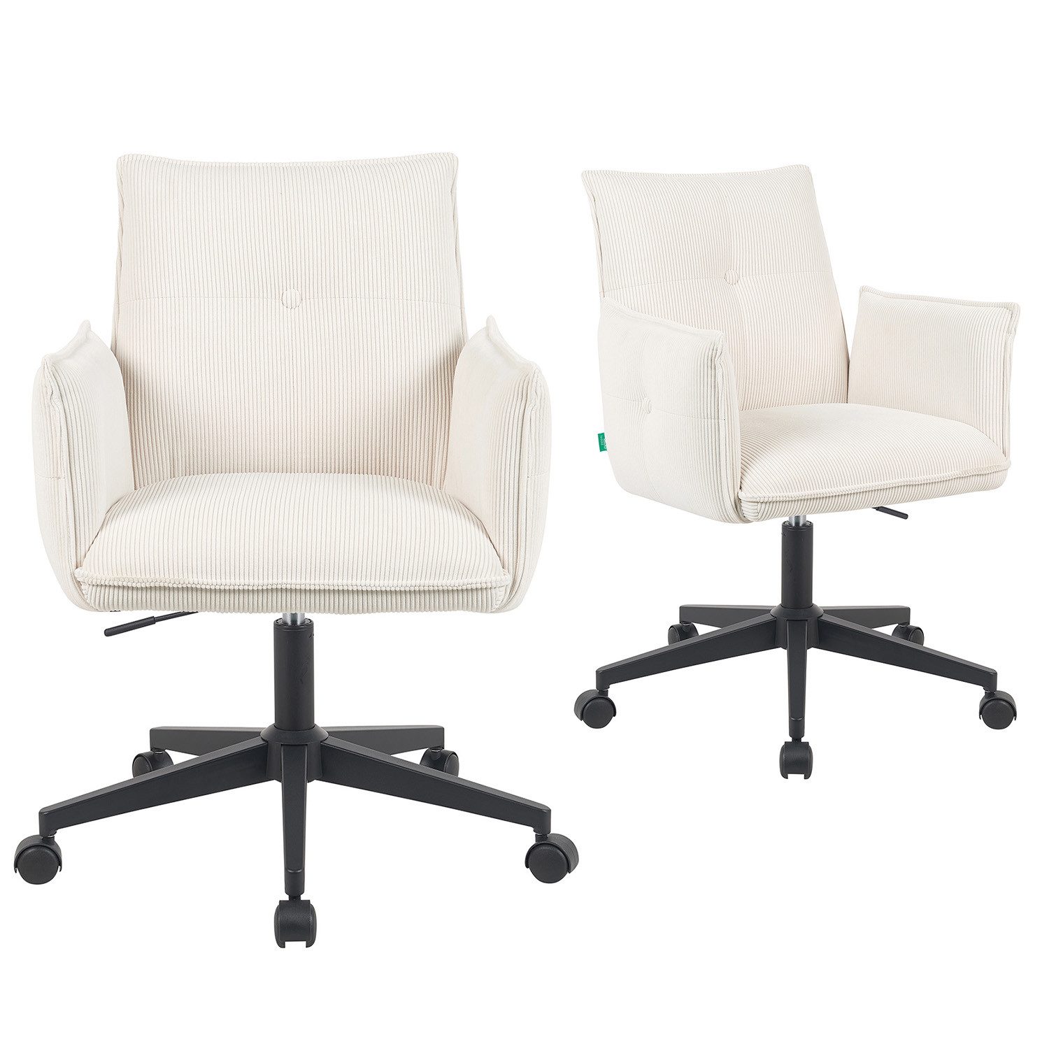 DUBI Möbel Bürostuhl Mika-Malu, Federkern, 360° drehbar, höhenverstellbar, mit 5 Rollen im 2er-Set