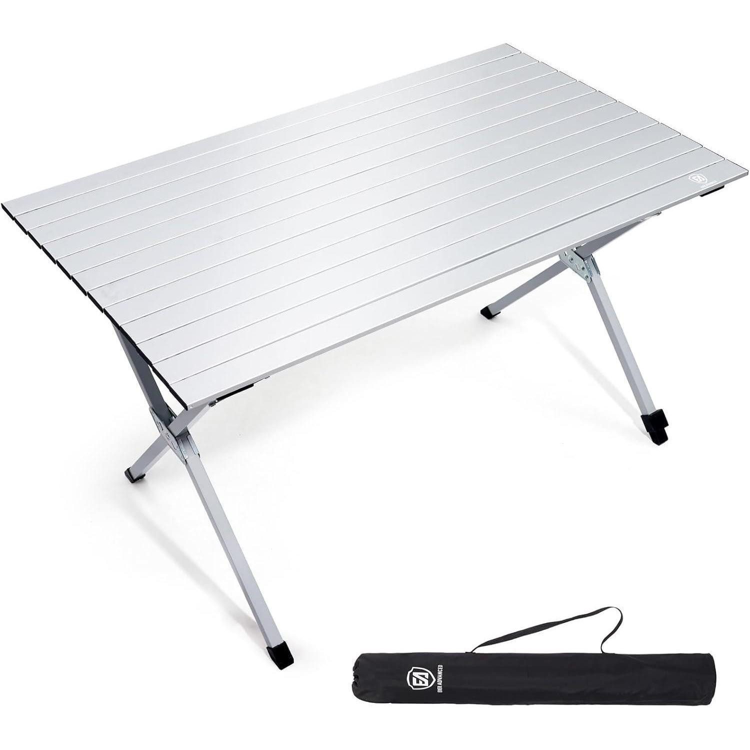 LuxusKollektion Campingtisch Campingtisch Klappbar Aluminium 120x70cm 100kg Aufrollbar Silber