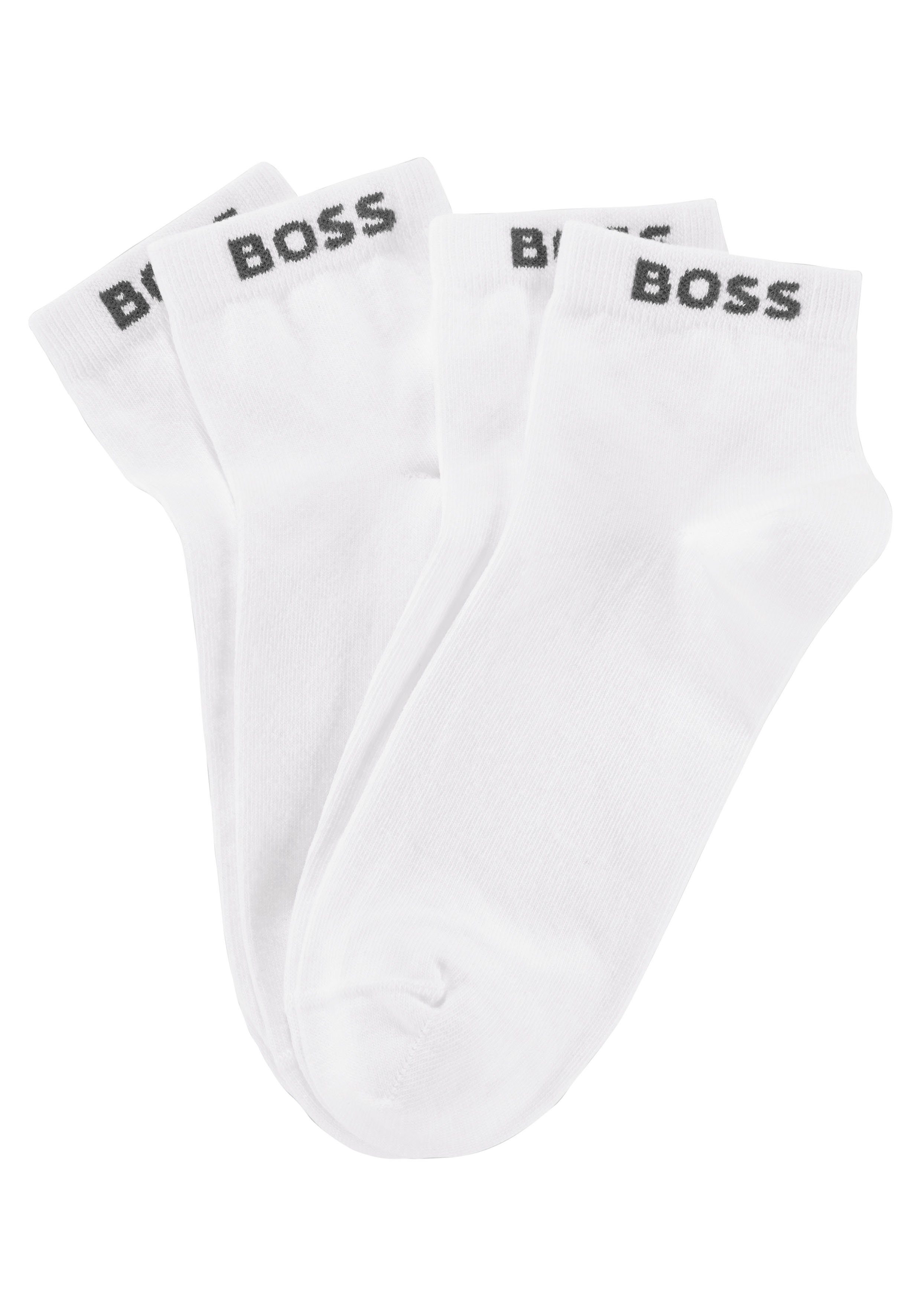 2-Paar) Markenschriftzug weiß mit (Set, BOSS Sneakersocken eingenähtem