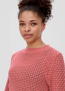 QS Strickpullover Pullover mit Strickmuster Logo