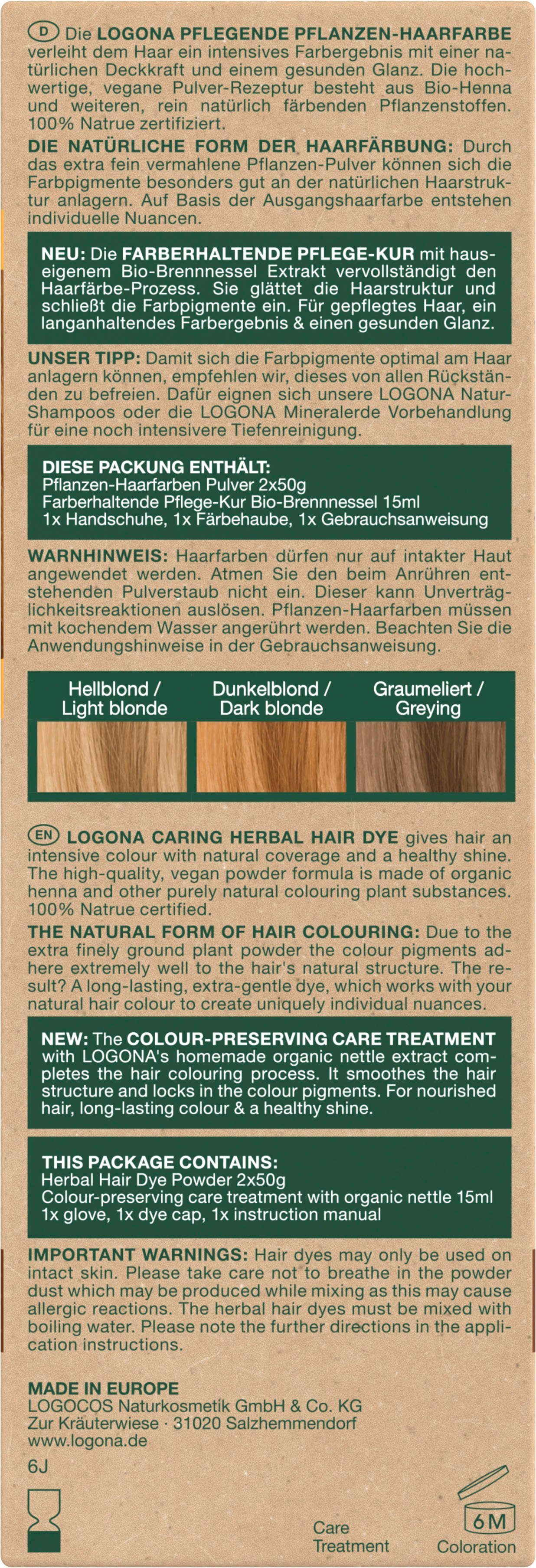 Pulver Kupferblond Haarfarbe 02 Pflanzen-Haarfarbe LOGONA