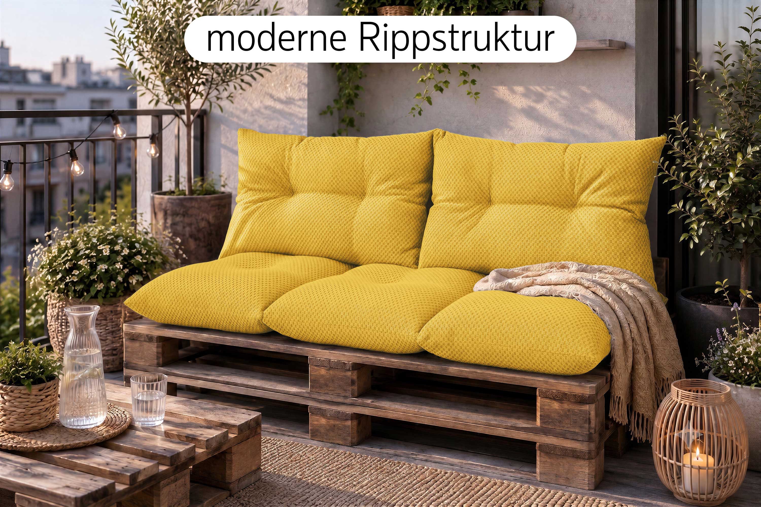 Amilian Palettenkissen Set 3-teilig Palettenauflagen für Europaletten, für Europaletten Sitzkissen 120x80 cm + 2x Kissen 40x60 cm
