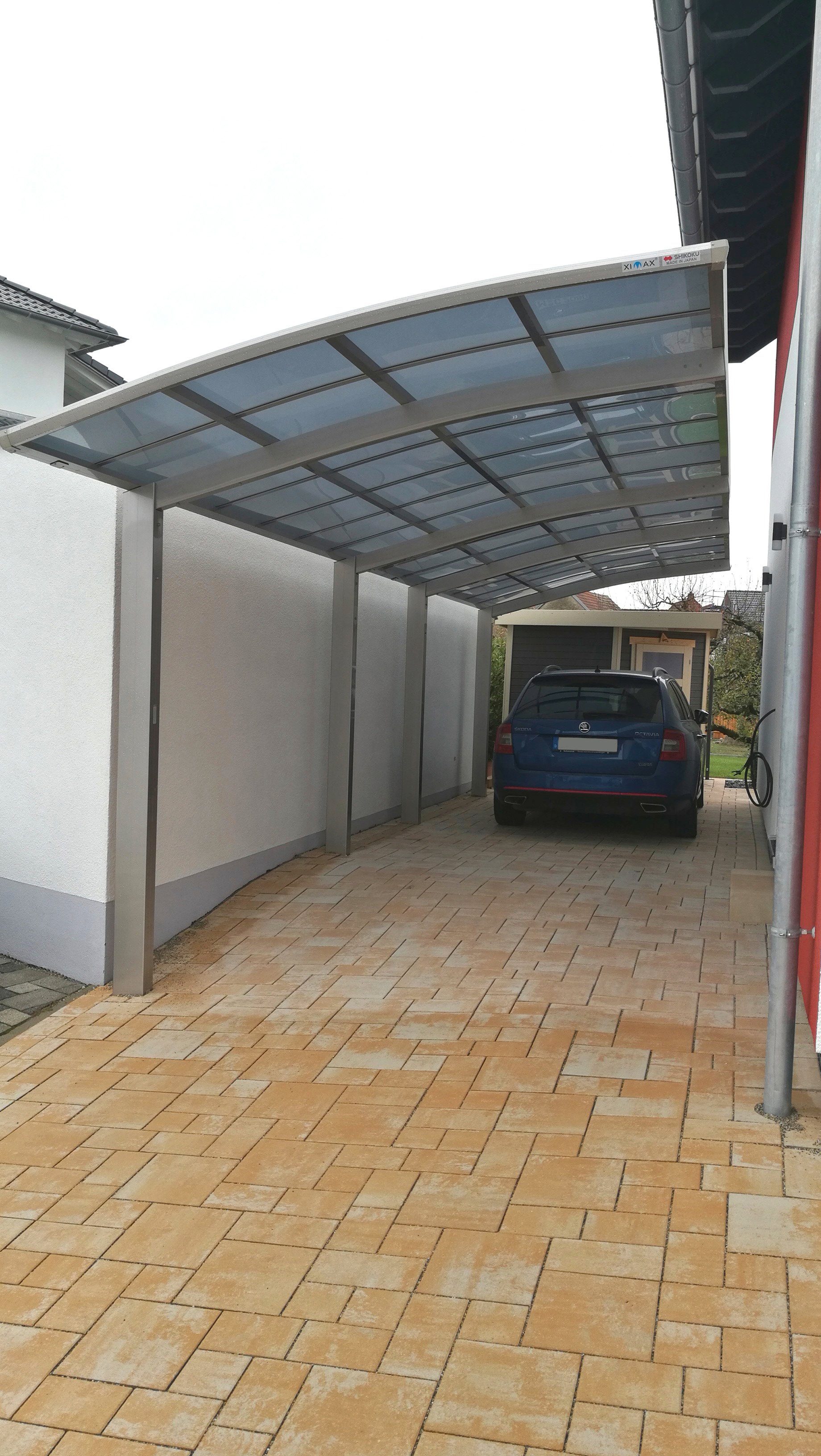 240 60 cm, Einfahrtshöhe, Portoforte BxT: Tandem-Edelstahl-Look, cm Typ Aluminium 270x983 Doppelcarport Ximax