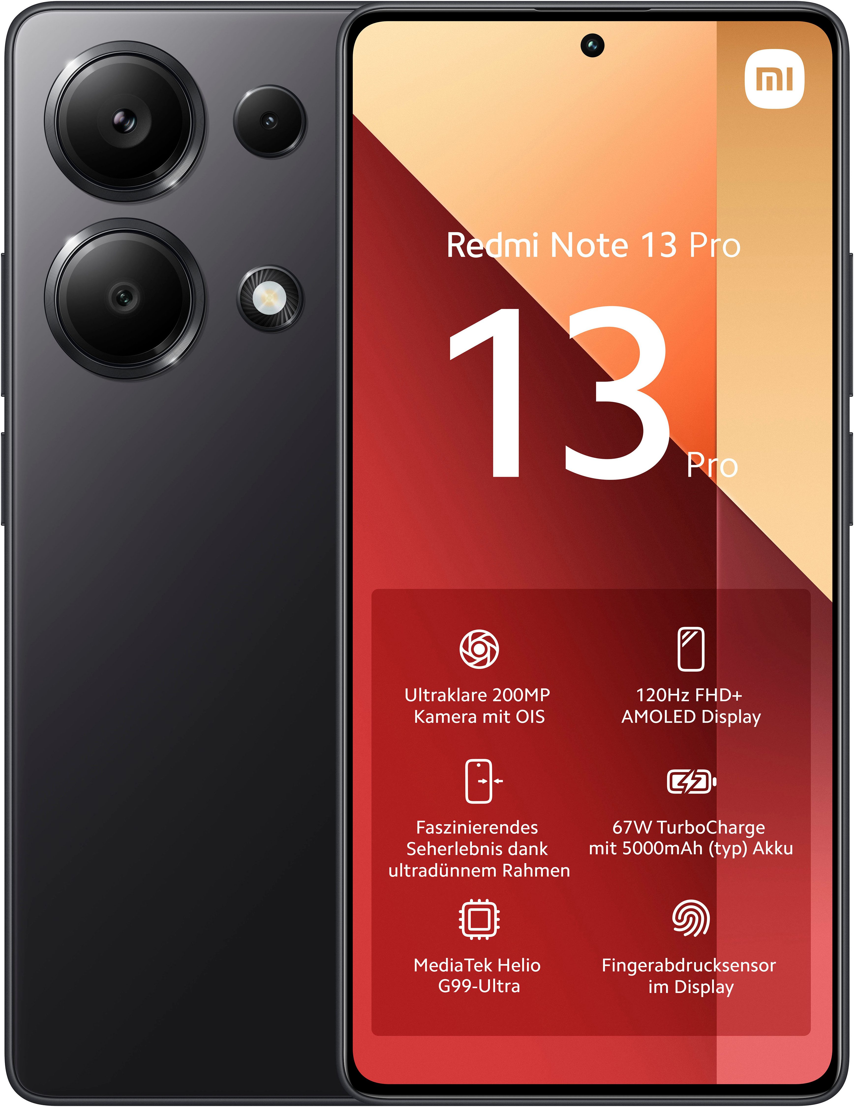 Xiaomi Redmi Note 13 Pro 256Gb Smartphone (16,94 cm/6,67 Zoll, 256 GB Speicherplatz, 200 MP Kamera)