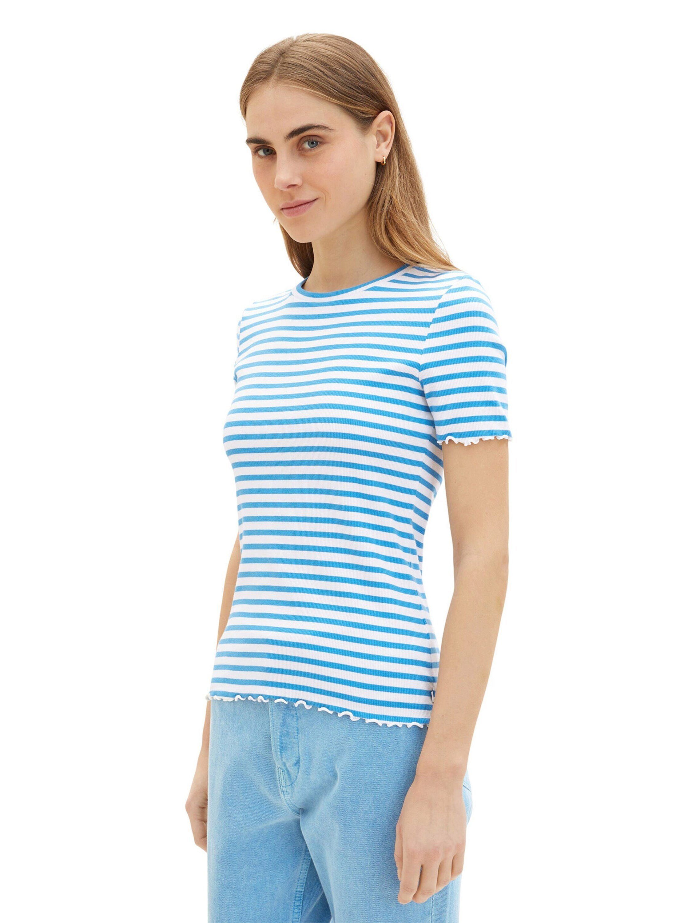 blue Weiteres stripe Detail (1-tlg) white mid TAILOR TOM Denim T-Shirt