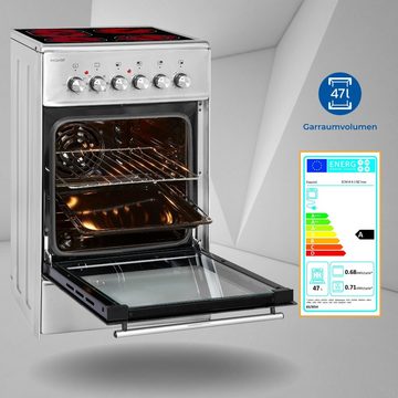 exquisit Elektro-Standherd ECM 8-4.1 BZ, Heißluft, 2-Kreisbräter & Bräterzone ideal für flexibles Kochen