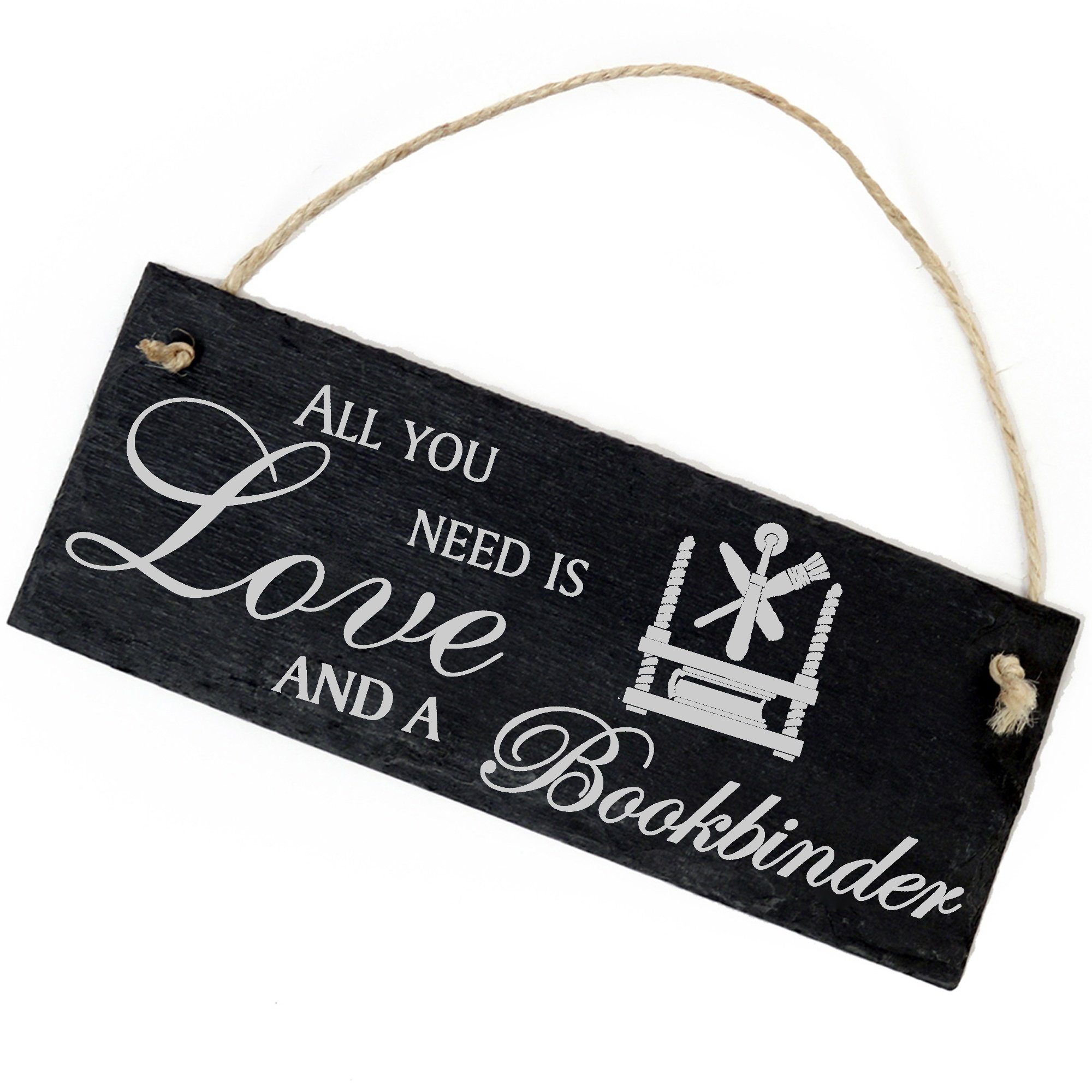 Dekolando Hängedekoration Buchbinder 22x8cm All you need is Love and a Bookbinder