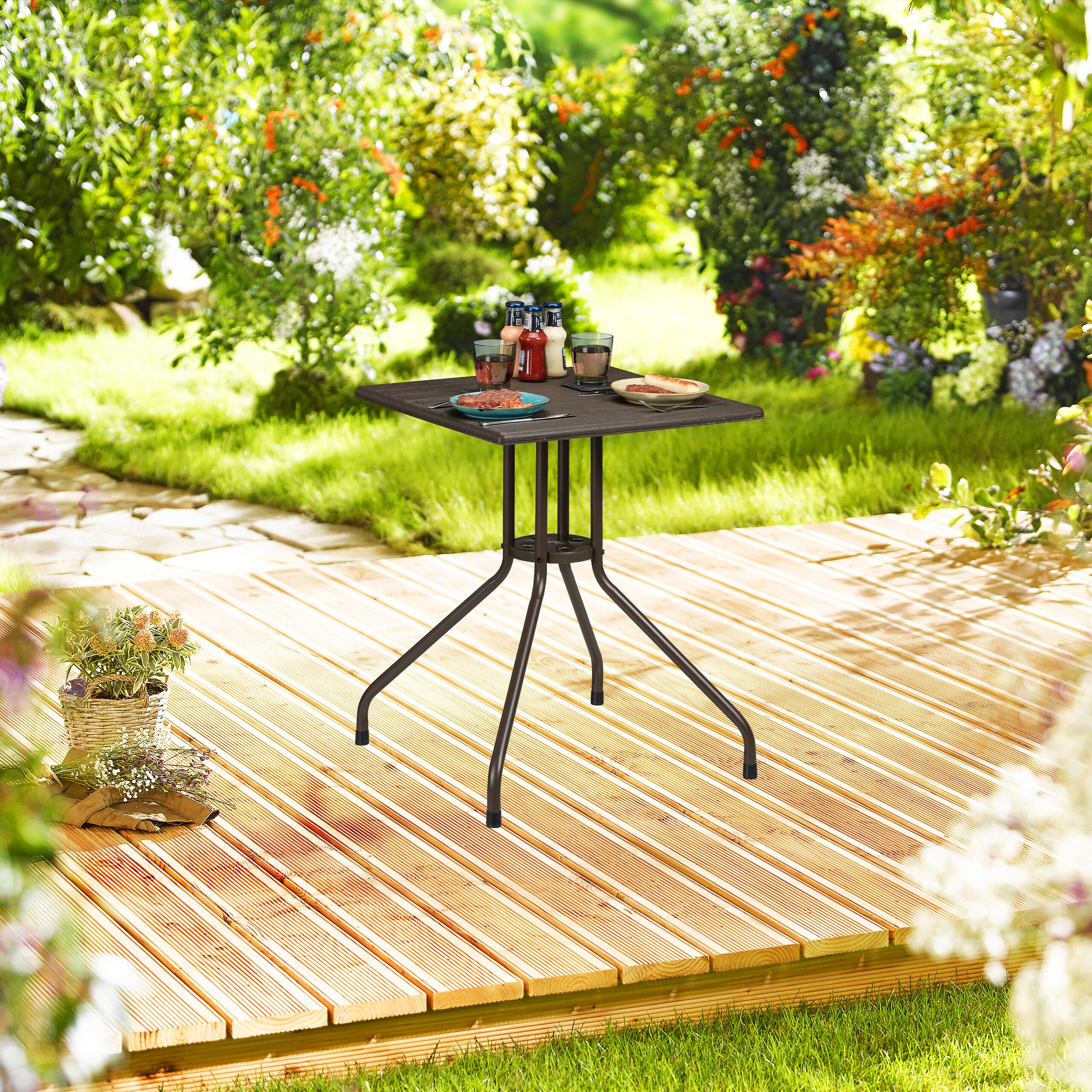 relaxdays Gartentisch in brauner Holz Optik günstig online kaufen
