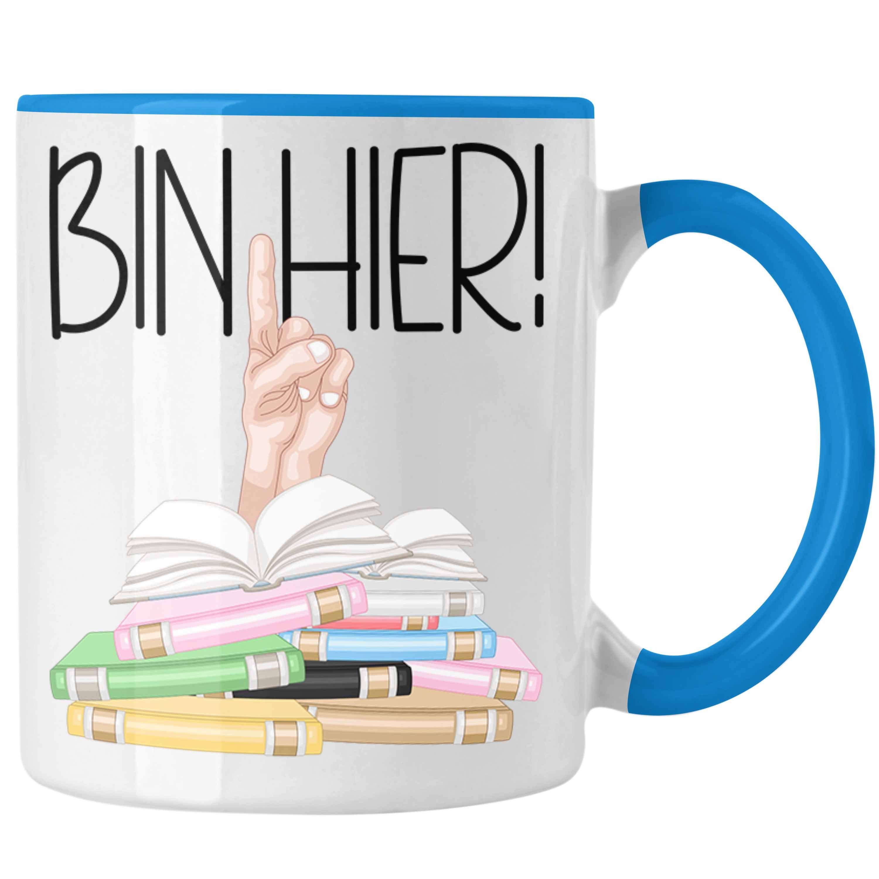 Grafik Trendation Geschenk Lesen Bücherwurm Bin hier Spruch Tasse Leseratte Tasse Geschenk Lesen - Weiss Buch Trendation Bücher