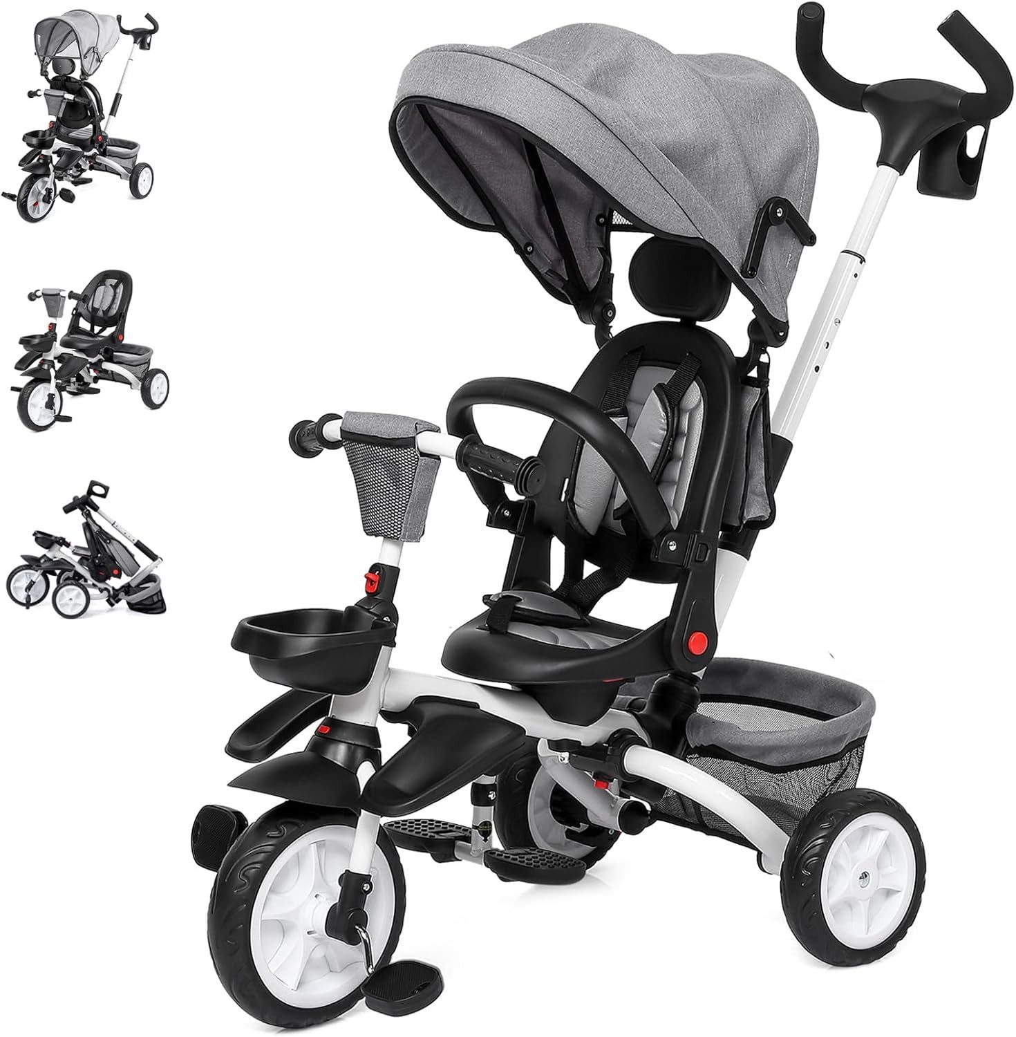 GarveeMore Dreirad 5 in 1 Kinderdreirad,Klappbar,Grau, günstig online kaufen
