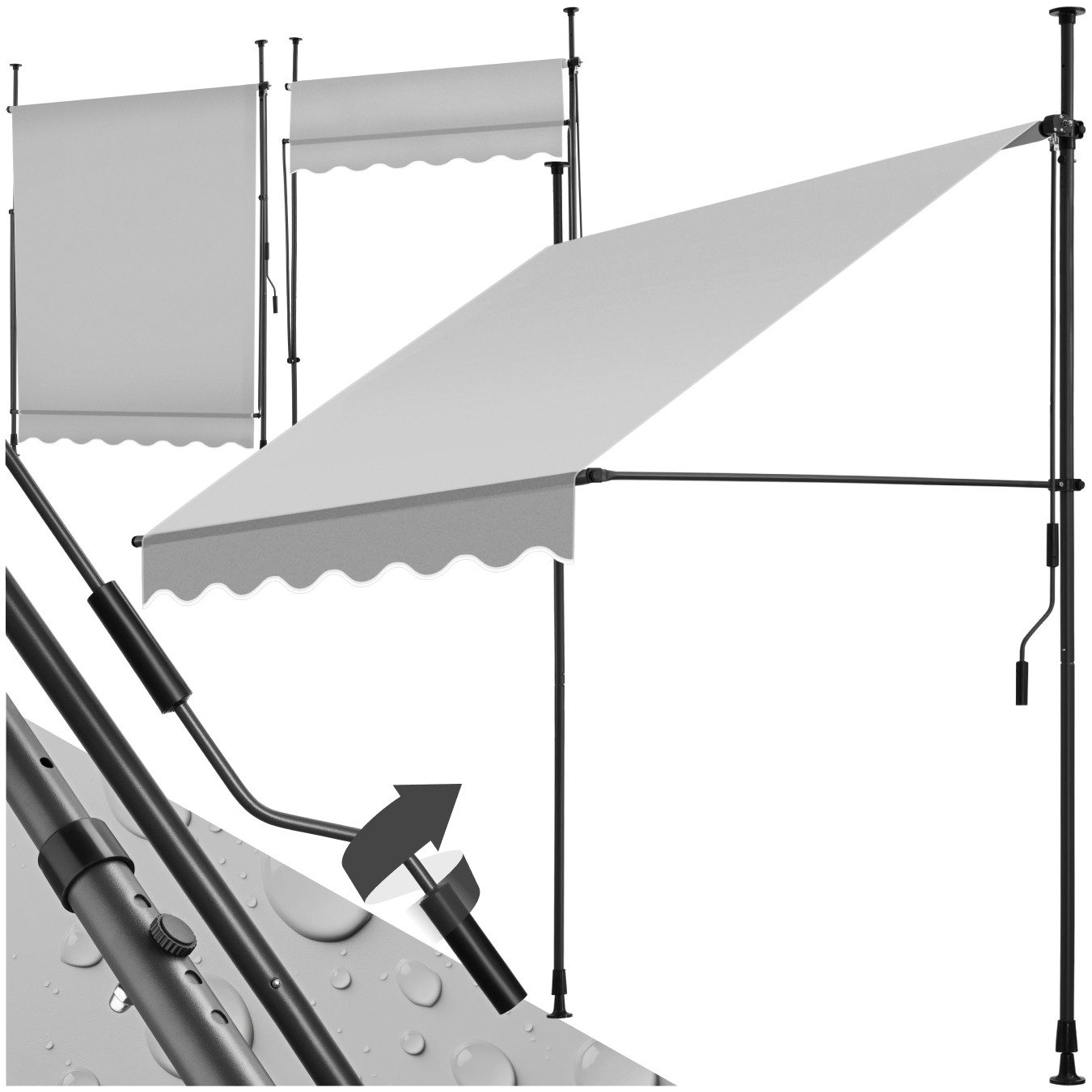 tectake Klemm-Senkrechtmarkise Balkonüberdachung, UV-beständig und wasserab günstig online kaufen
