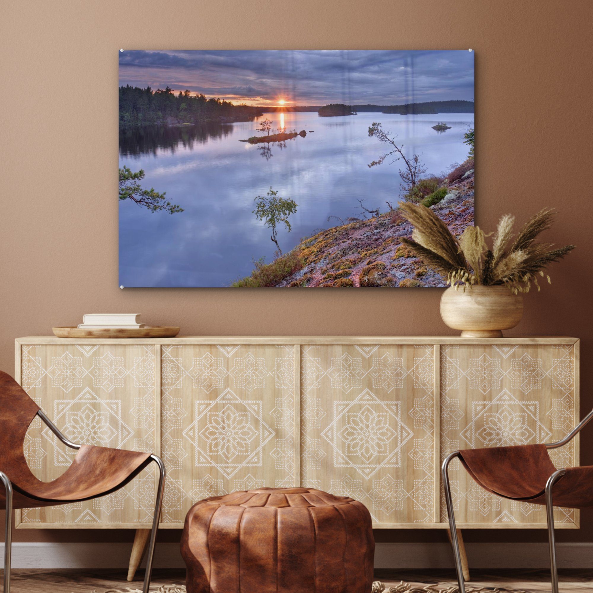 im in St), (1 Tiveden-Nationalpark MuchoWow Schweden, Sonnenuntergang Schlafzimmer Wohnzimmer Acrylglasbild Acrylglasbilder &