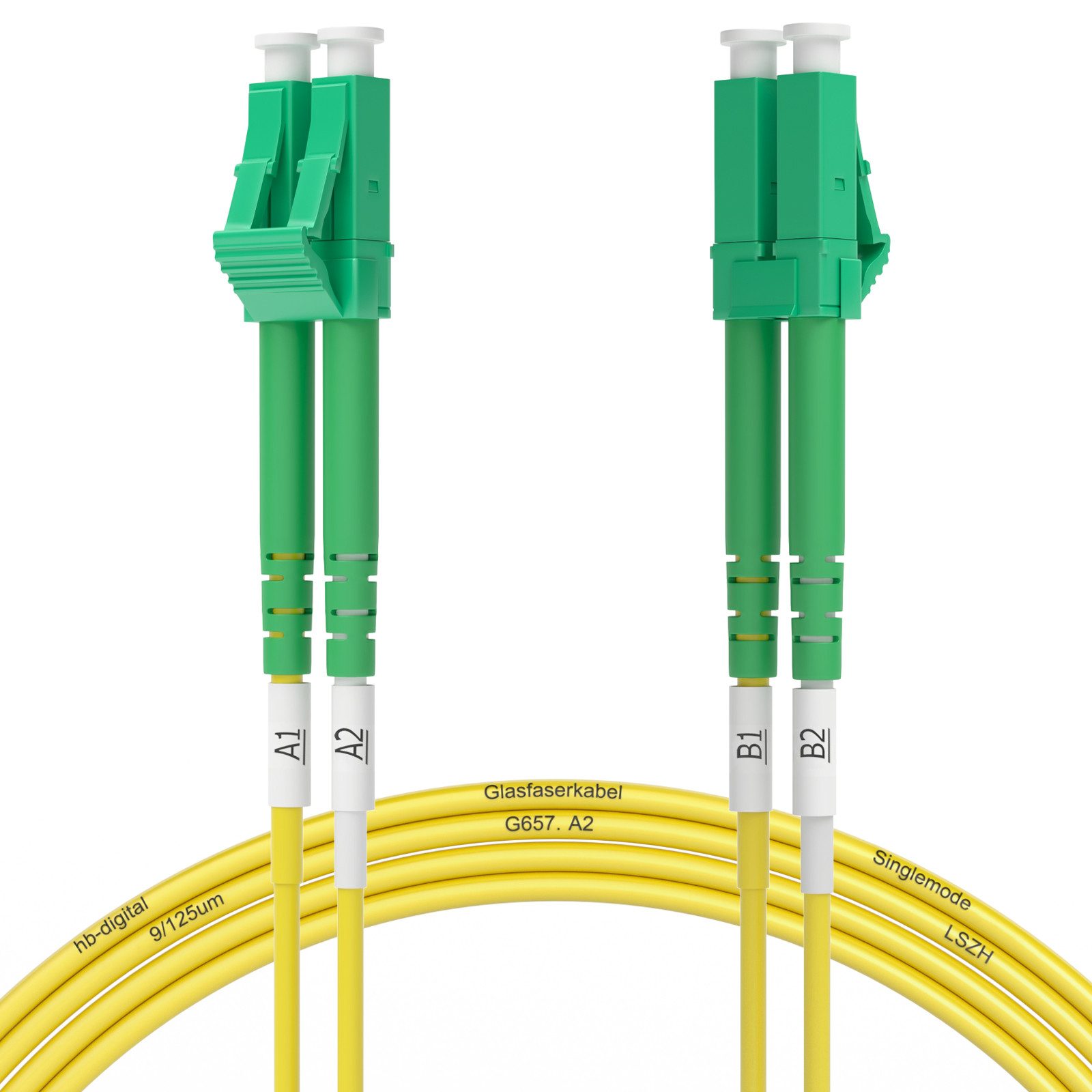 HB-DIGITAL Glasfaser Duplex Patchkabel 1m LC/APC-LC/APC Glasfaserkabel, (100 cm), LSZH-Mantel - halogenfrei & flammwidrig