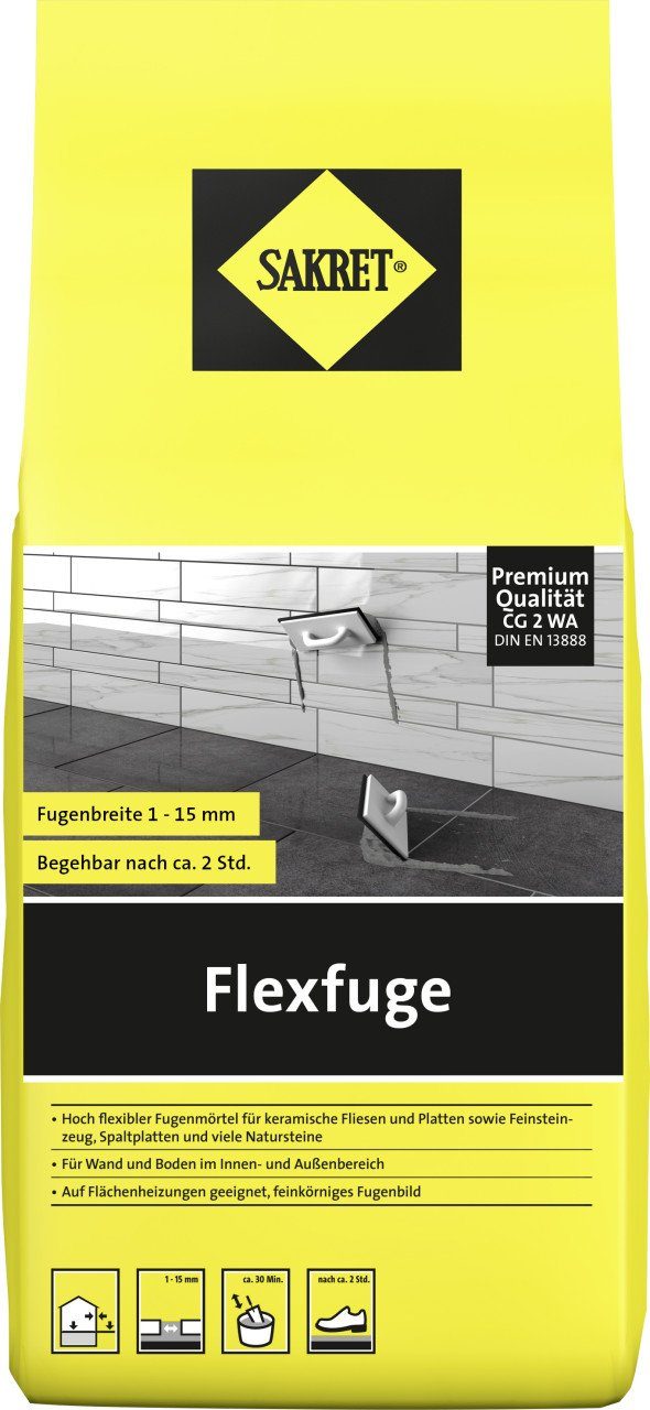 Sakret Fugenmörtel Sakret Flexfuge 1 - 15 mm weiß 1 kg