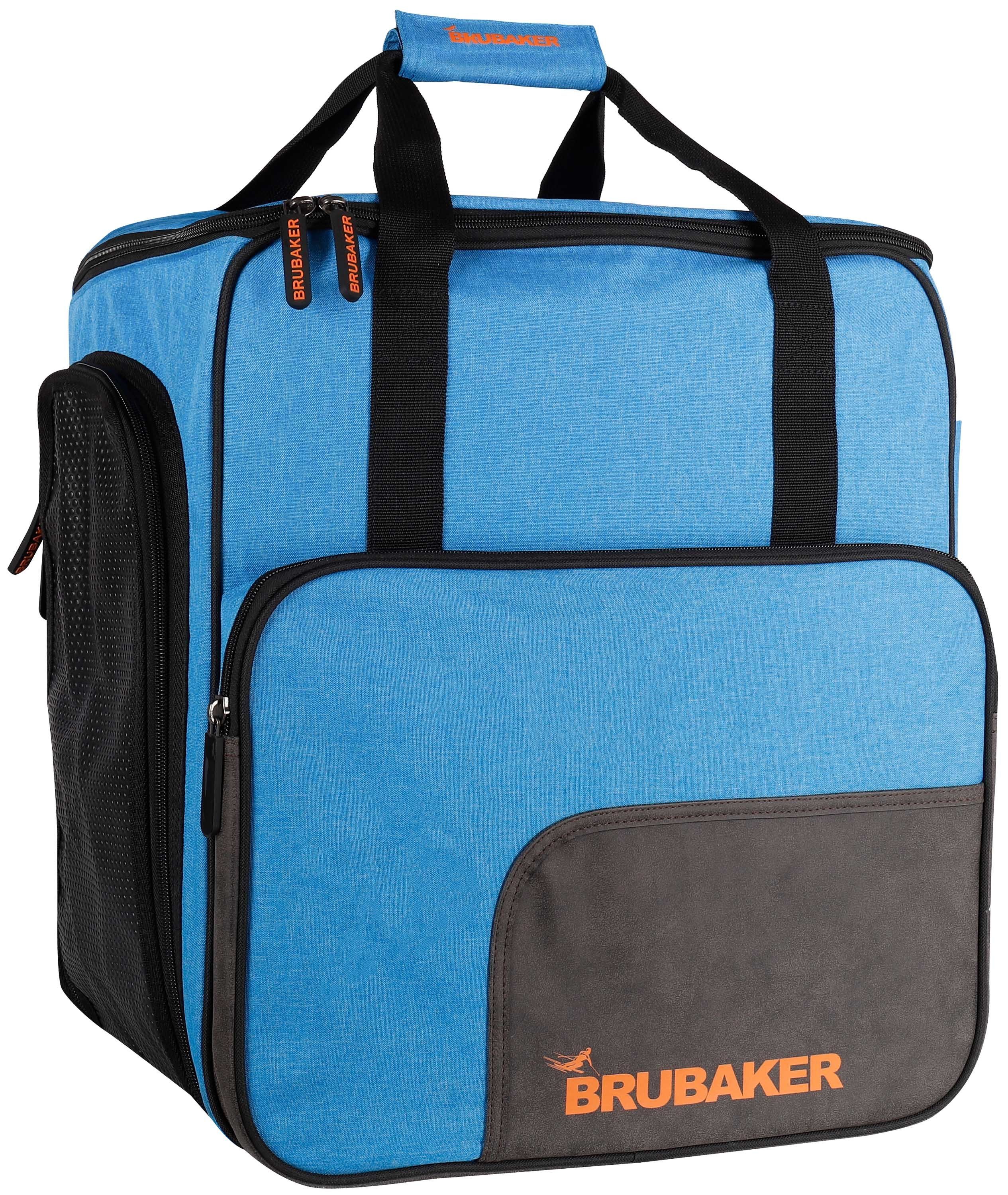 Rucksack Blau Skischuhe, Helmtasche, Skistiefel Ski BRUBAKER (1-tlg., und Schwarz nässeabweisend), und mit für Rucksackfunktion Stiefeltasche Tasche Sporttasche Skischuhtasche, Orange, reißfest Skitasche Komfort für