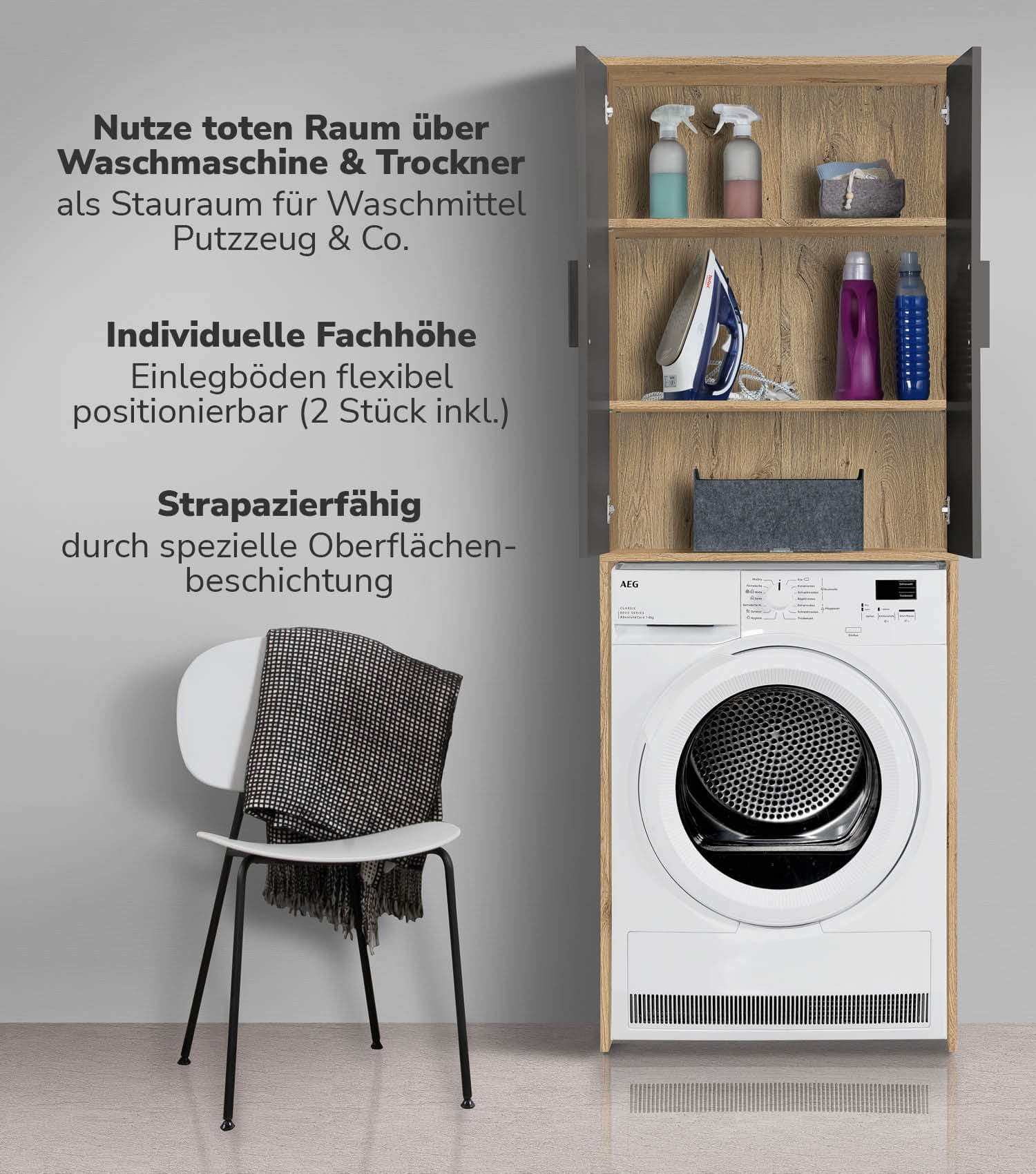 mokebo Waschmaschinenumbauschrank Der Saubermann (Mit Türen) günstig online kaufen
