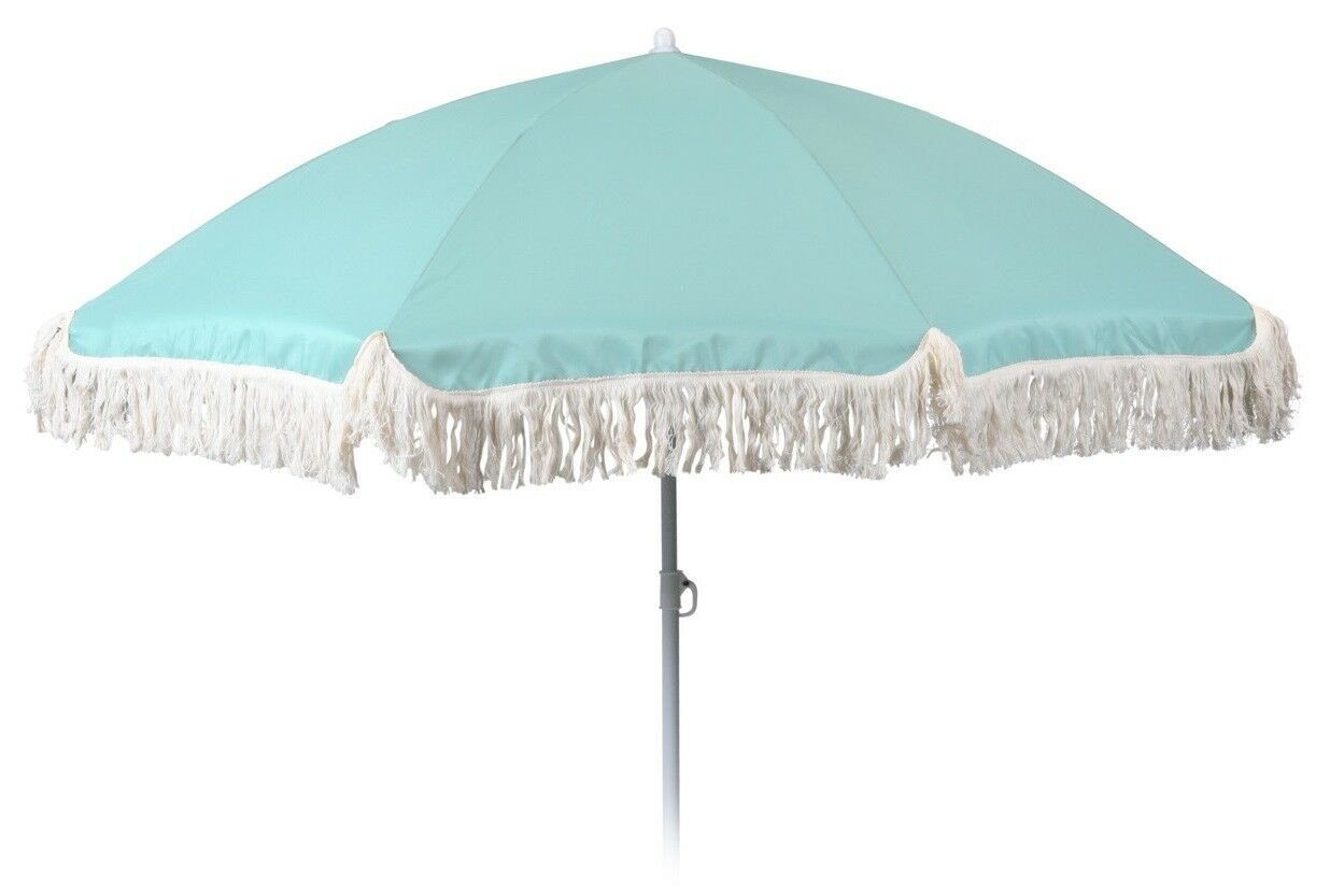 Meinposten Sonnenschirm Ø 155 cm Strandschirm mit Fransen UV-Schutz 30+ Balkonschirm Schirm, LxB: 109,00x155,00 cm, abknickbar
